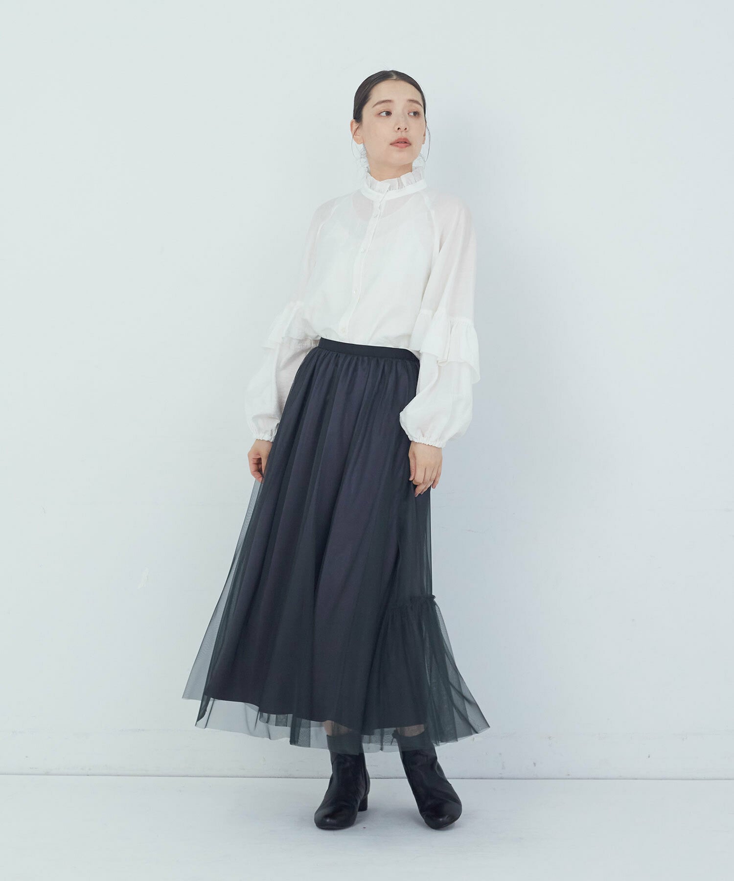 【ADIEU TRISTESSE】｜2BUY10%OFF・3BUY20%OFF｜シルク混フリルブラウス 詳細画像 オフホワイト 10