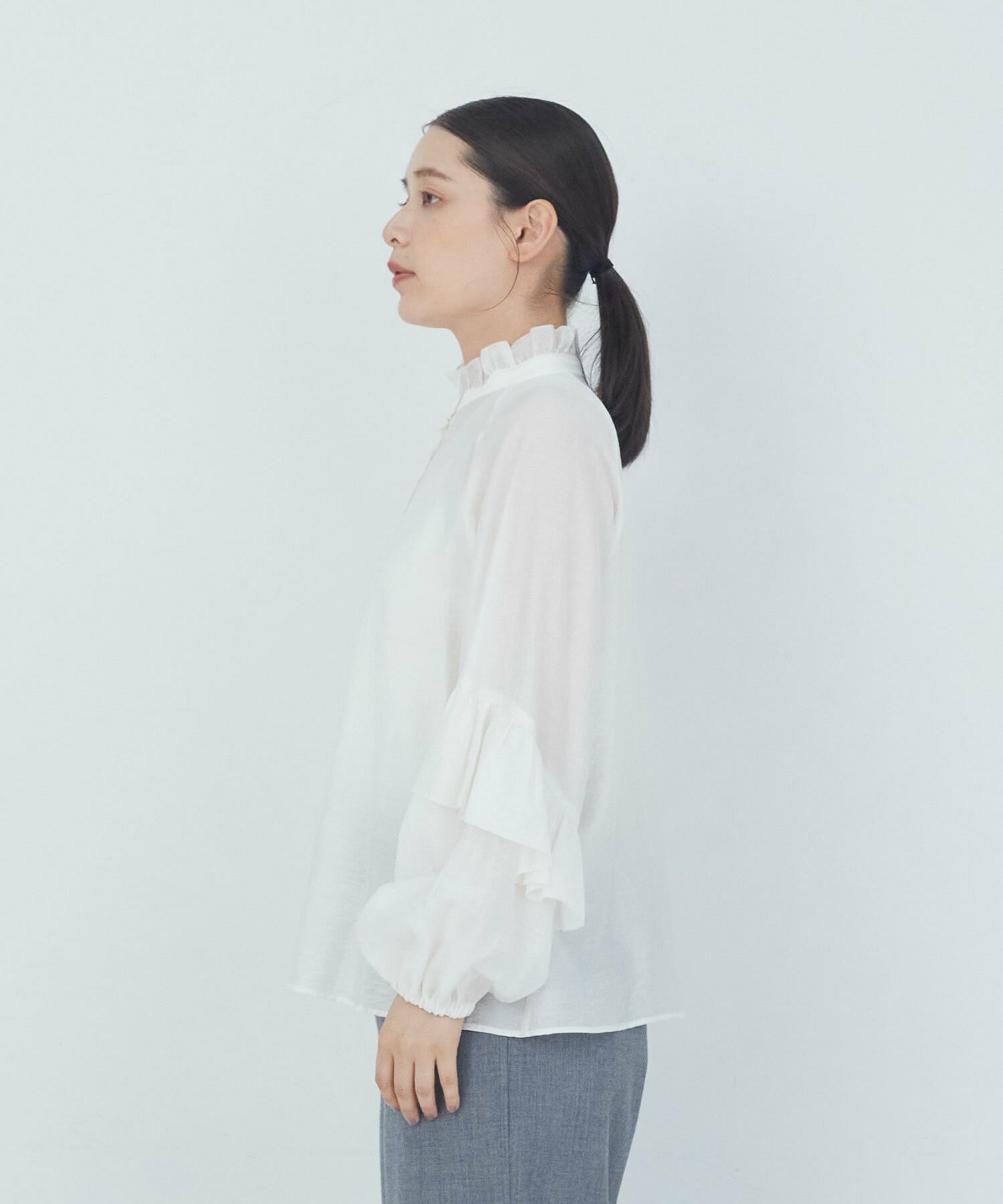 【ADIEU TRISTESSE】｜2BUY10%OFF・3BUY20%OFF｜シルク混フリルブラウス 詳細画像 オフホワイト 12