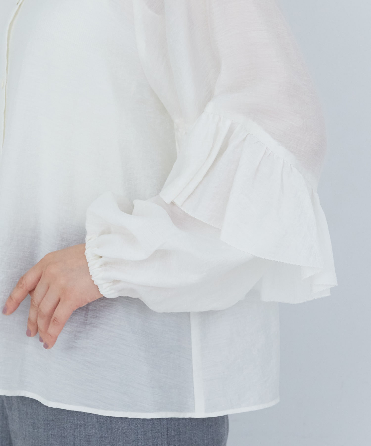 【ADIEU TRISTESSE】｜2BUY10%OFF・3BUY20%OFF｜シルク混フリルブラウス 詳細画像 オフホワイト 16