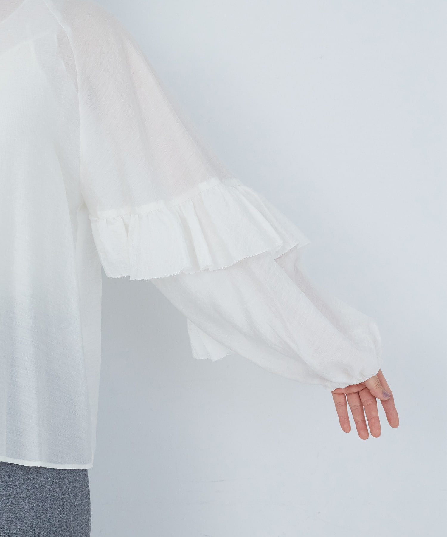 【ADIEU TRISTESSE】｜2BUY10%OFF・3BUY20%OFF｜シルク混フリルブラウス 詳細画像 オフホワイト 17