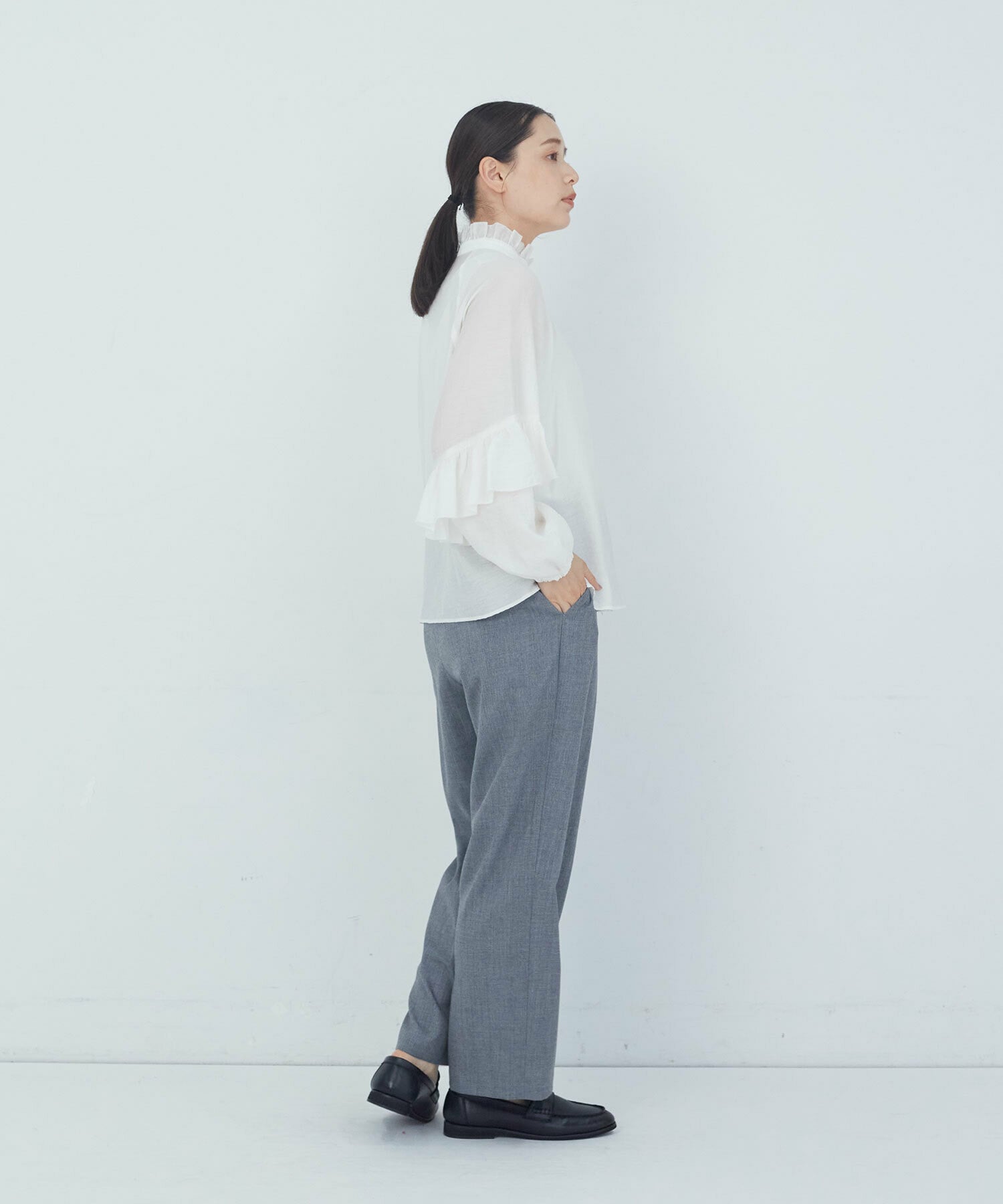 【ADIEU TRISTESSE】｜2BUY10%OFF・3BUY20%OFF｜シルク混フリルブラウス 詳細画像 オフホワイト 8