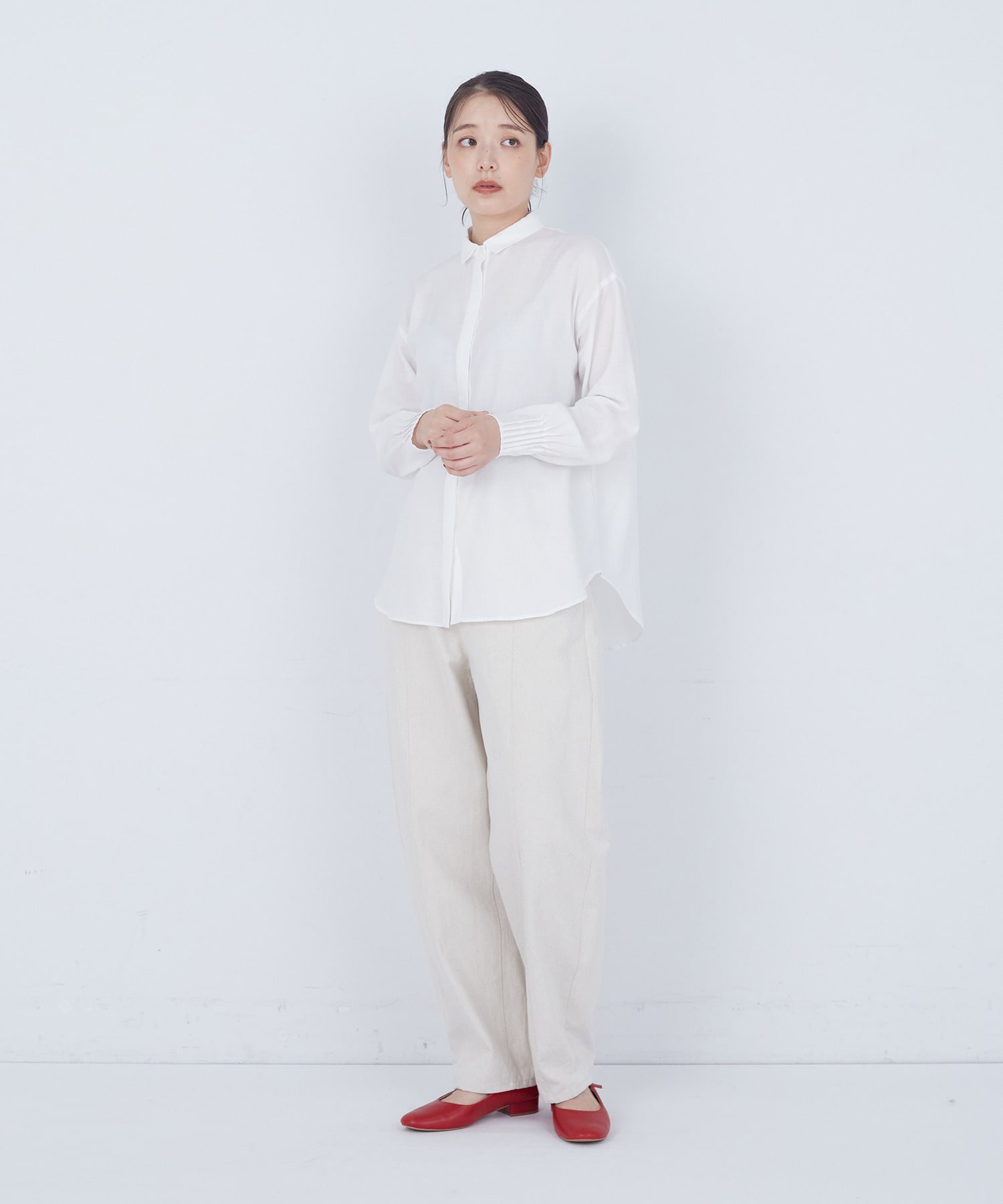 【ADIEU TRISTESSE】袖口ピンタックシャツ 詳細画像 グレー系その他 1