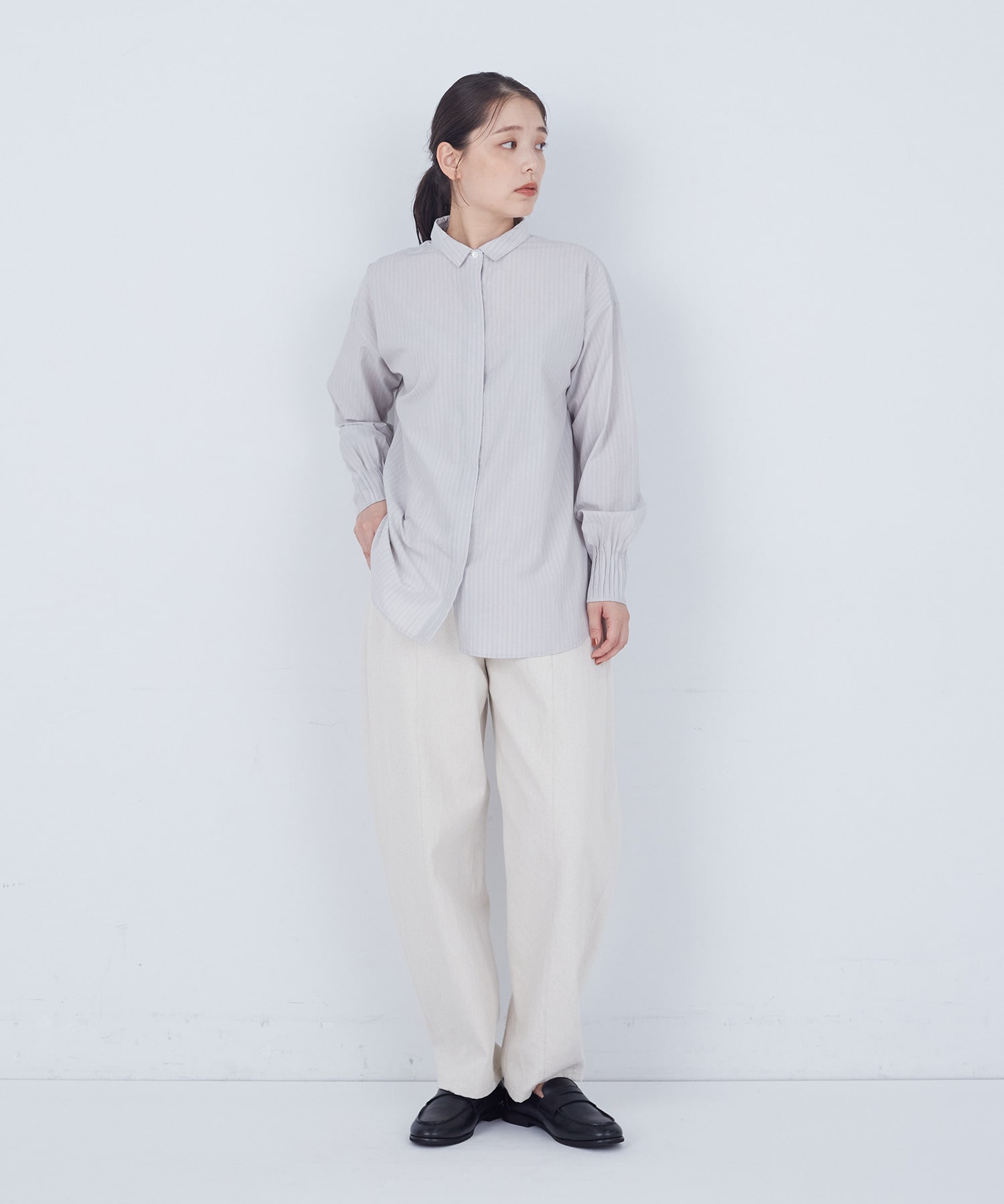 【ADIEU TRISTESSE】袖口ピンタックシャツ 詳細画像 グレー系その他 14