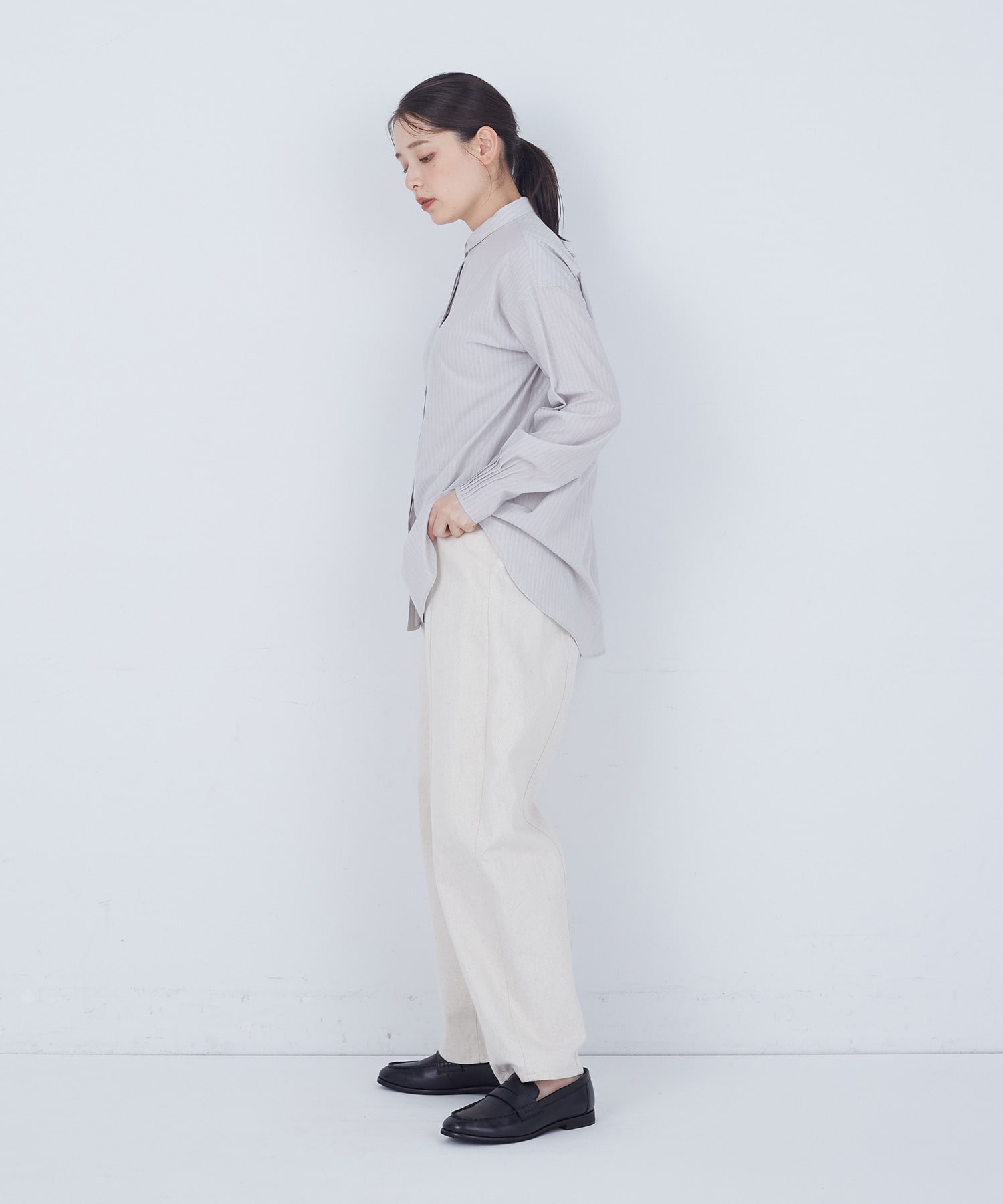 【ADIEU TRISTESSE】袖口ピンタックシャツ 詳細画像 グレー系その他 15