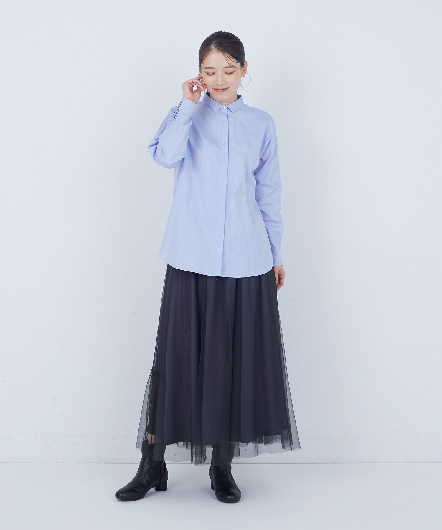 【ADIEU TRISTESSE】袖口ピンタックシャツ 詳細画像 グレー系その他 8