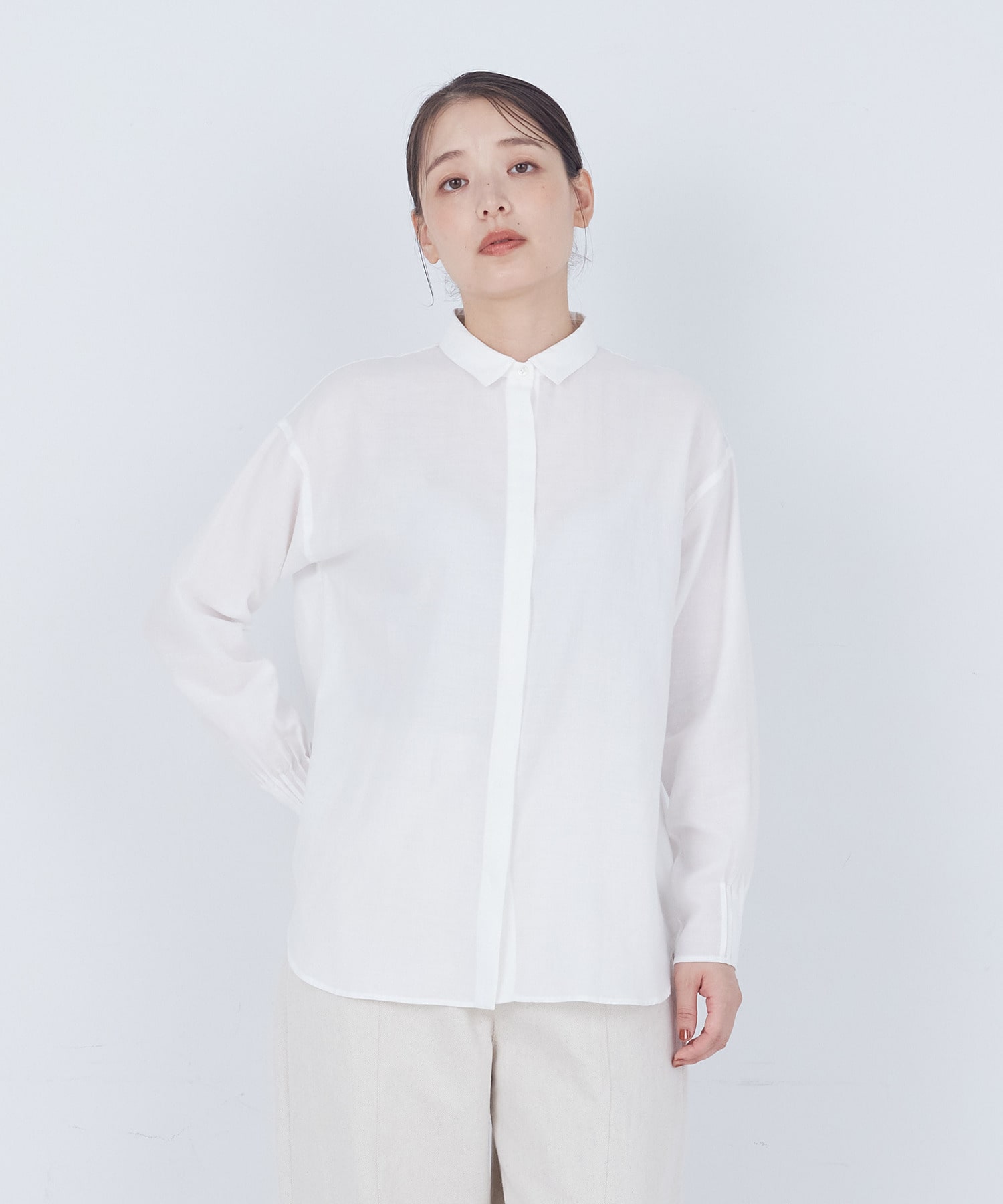 【ADIEU TRISTESSE】袖口ピンタックシャツ 詳細画像 ホワイト 1