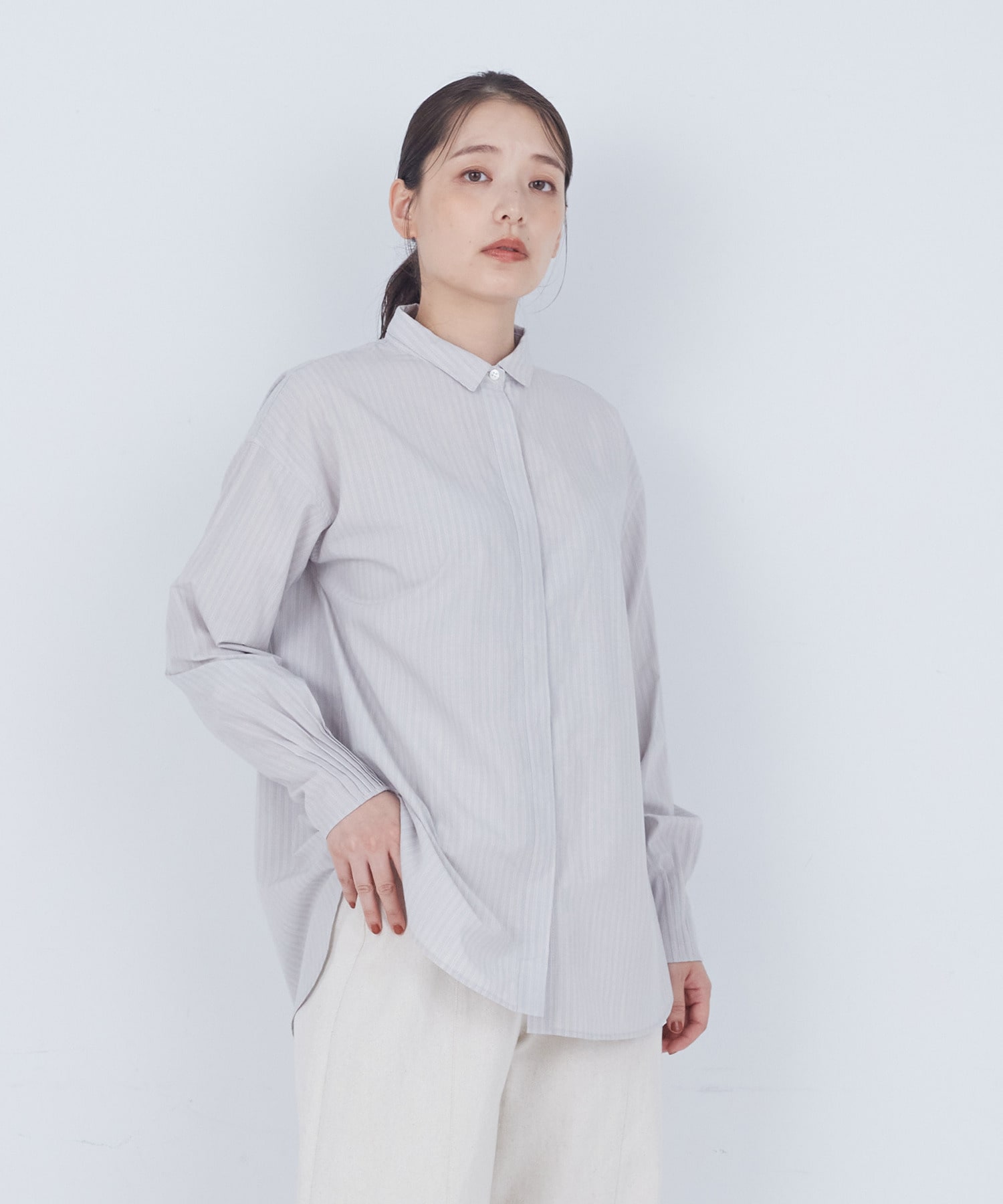 【ADIEU TRISTESSE】袖口ピンタックシャツ 詳細画像 グレー系その他 1