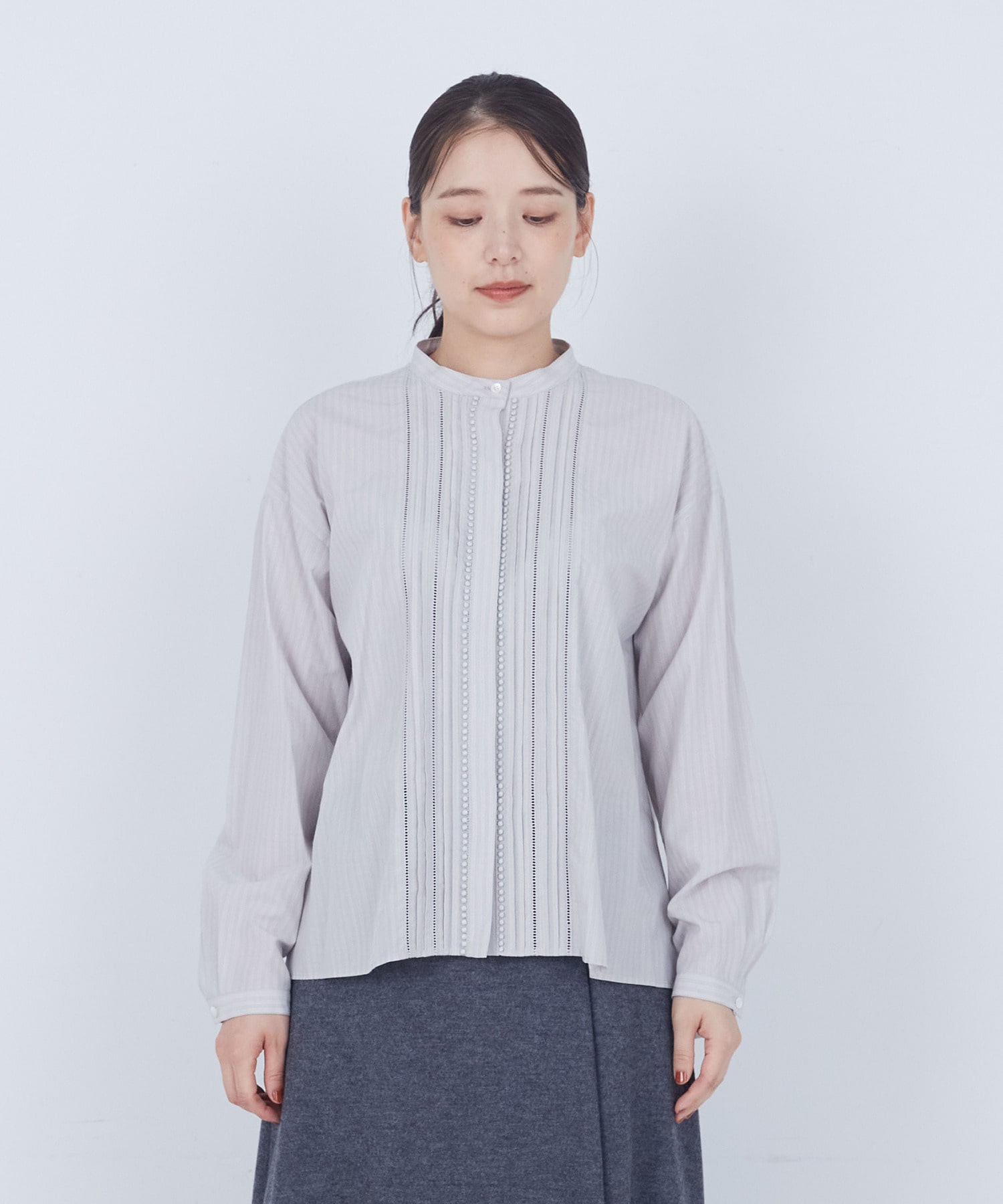 【ADIEU TRISTESSE】【10月お気に入り登録ブランド内4位】レース付きピンタックブラウス 詳細画像 ブルー 13