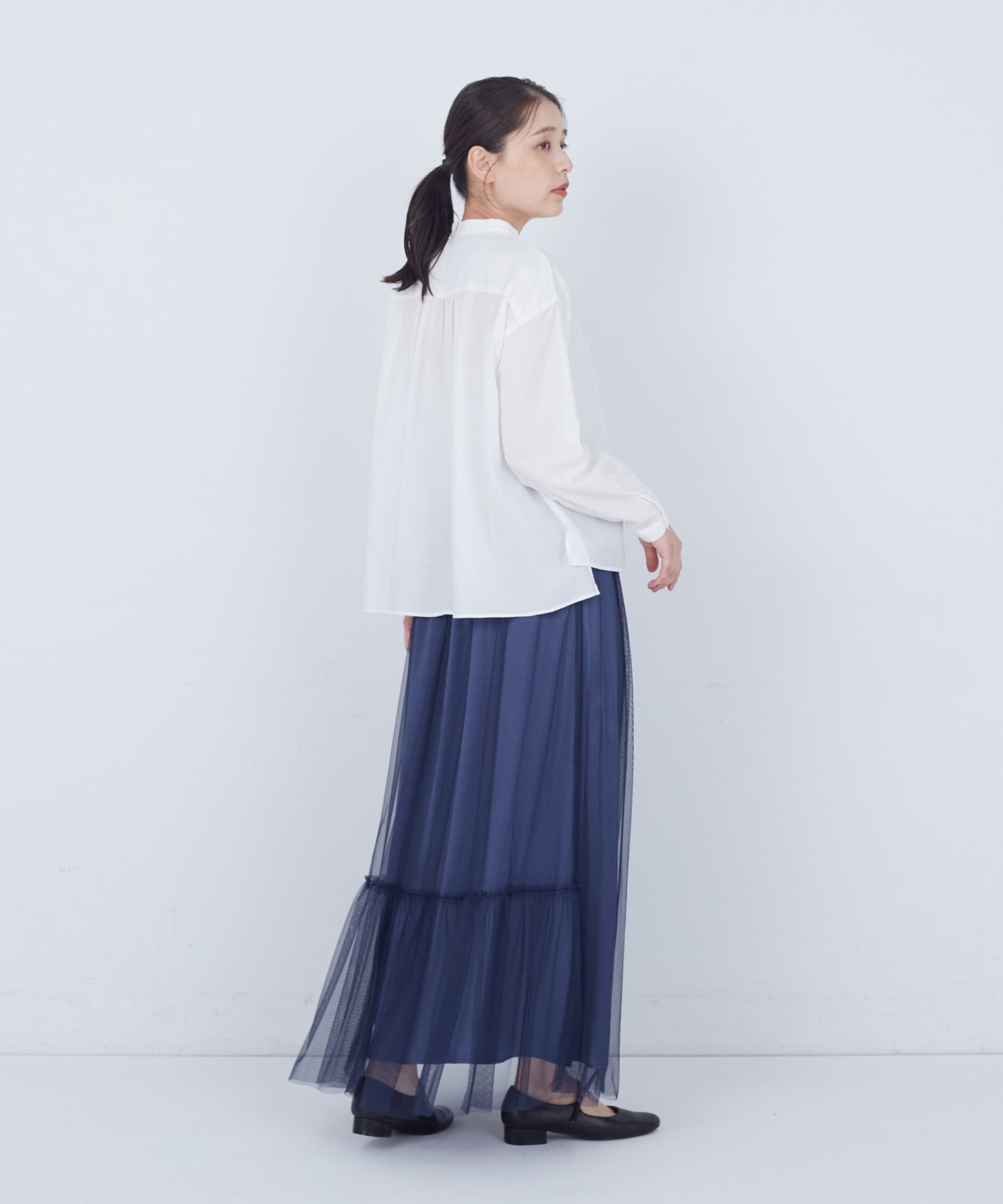 【ADIEU TRISTESSE】【10月お気に入り登録ブランド内4位】レース付きピンタックブラウス 詳細画像 ブルー 3