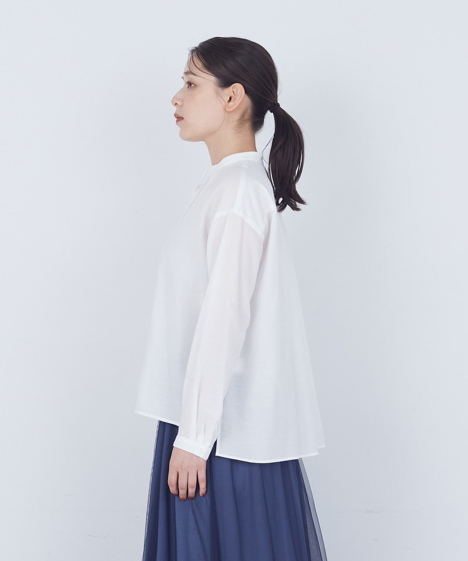 【ADIEU TRISTESSE】【10月お気に入り登録ブランド内4位】レース付きピンタックブラウス 詳細画像 ブルー 6