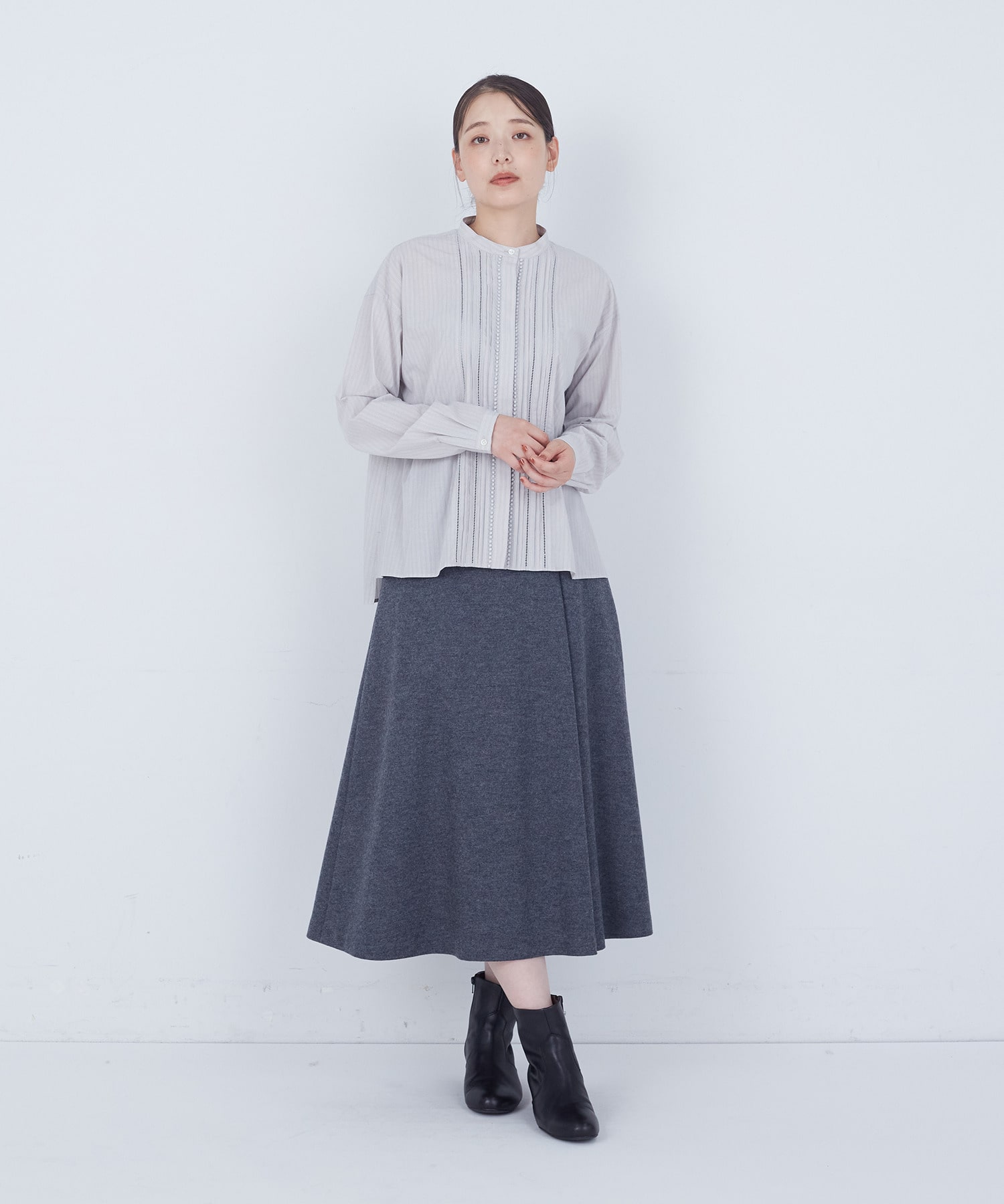 【ADIEU TRISTESSE】【10月お気に入り登録ブランド内4位】レース付きピンタックブラウス 詳細画像 ブルー 8