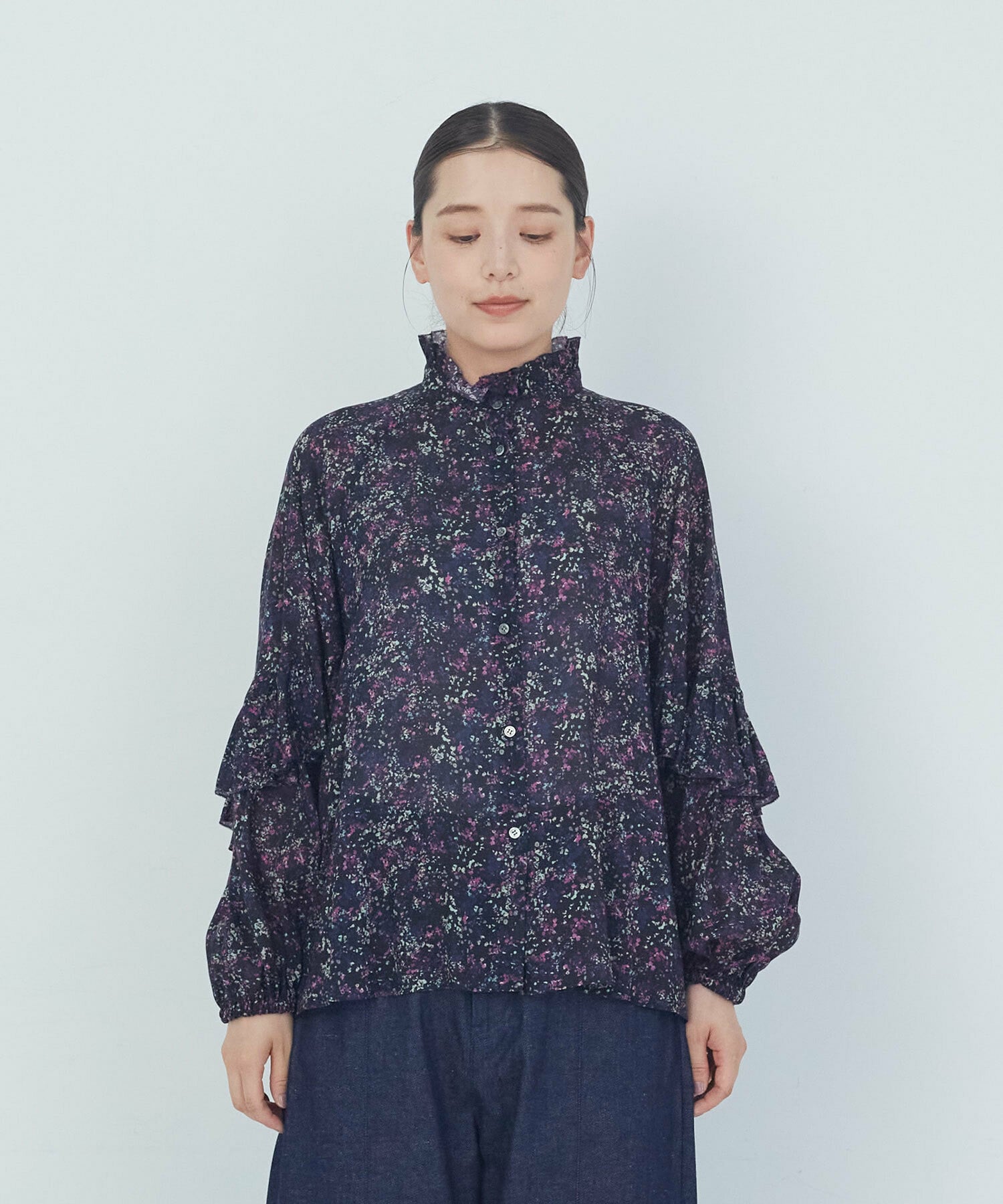 【ADIEU TRISTESSE】｜2BUY10%OFF・3BUY20%OFF｜リバティプリントフリルブラウス 詳細画像 イエロー系その他 5