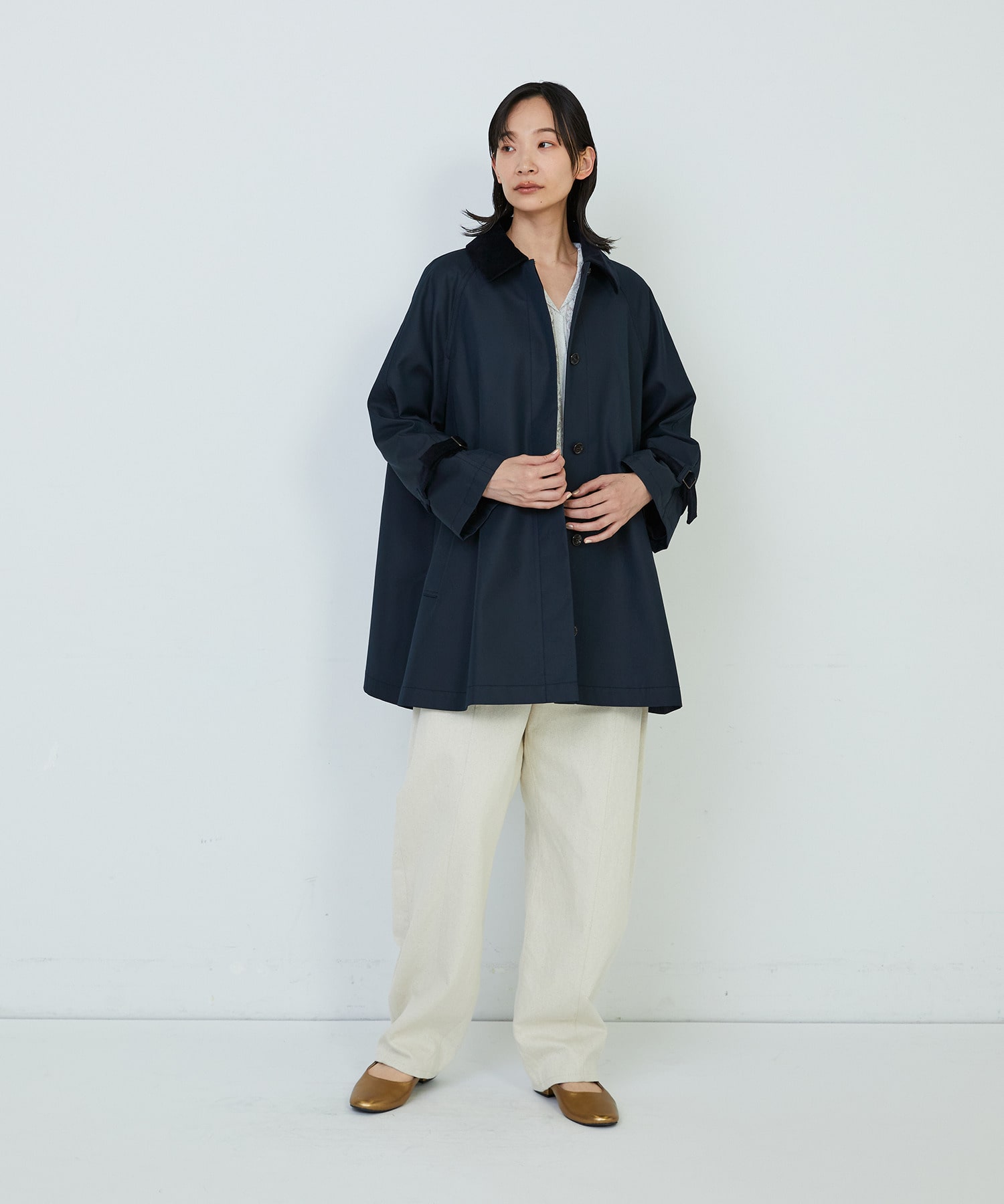 【ADIEU TRISTESSE】｜2BUY10%OFF・3BUY20%OFF｜Aラインハーフコート 詳細画像 ネイビー 1