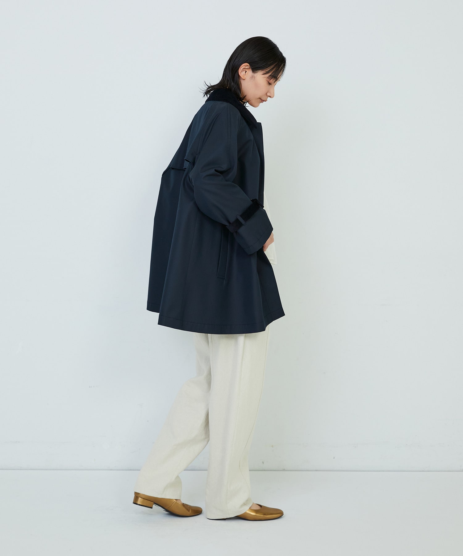 【ADIEU TRISTESSE】｜2BUY10%OFF・3BUY20%OFF｜Aラインハーフコート 詳細画像 ネイビー 2