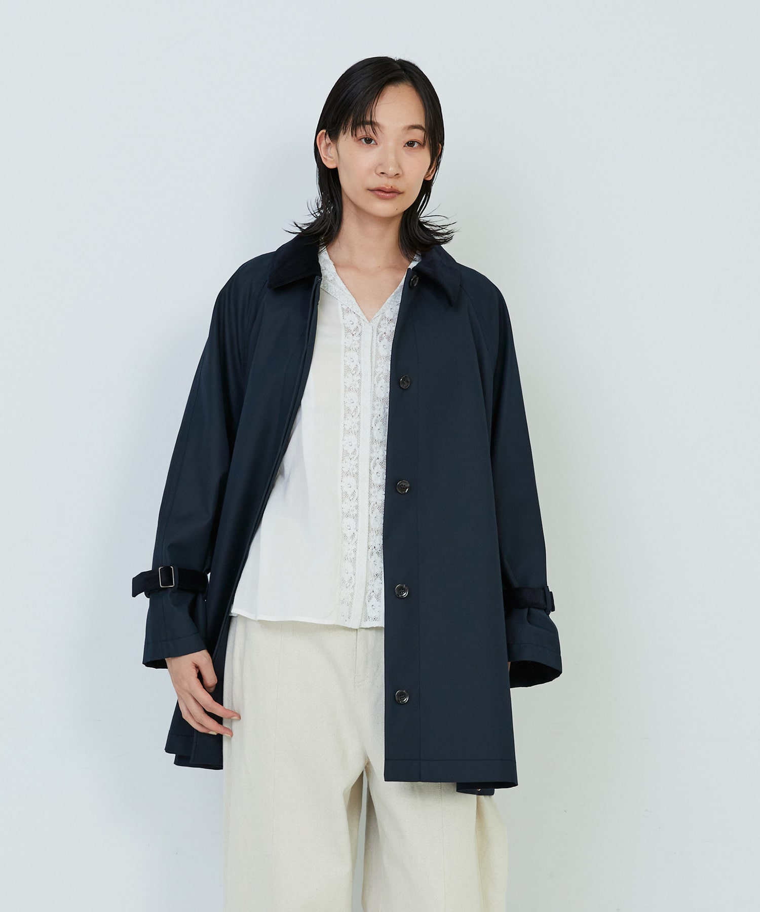 【ADIEU TRISTESSE】｜2BUY10%OFF・3BUY20%OFF｜Aラインハーフコート 詳細画像 ネイビー 1