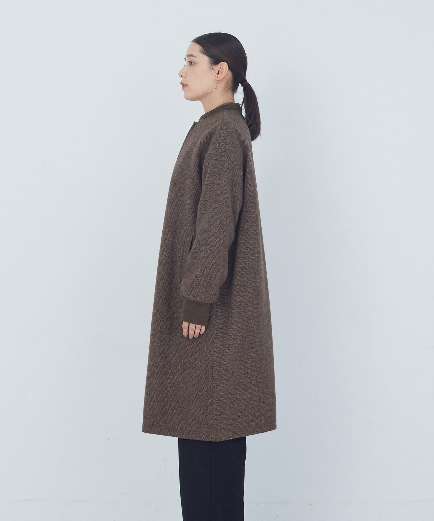 【ADIEU TRISTESSE】【11月ベストセラーブランド内3位】リブ付きハーフコート 詳細画像 ブラック 13