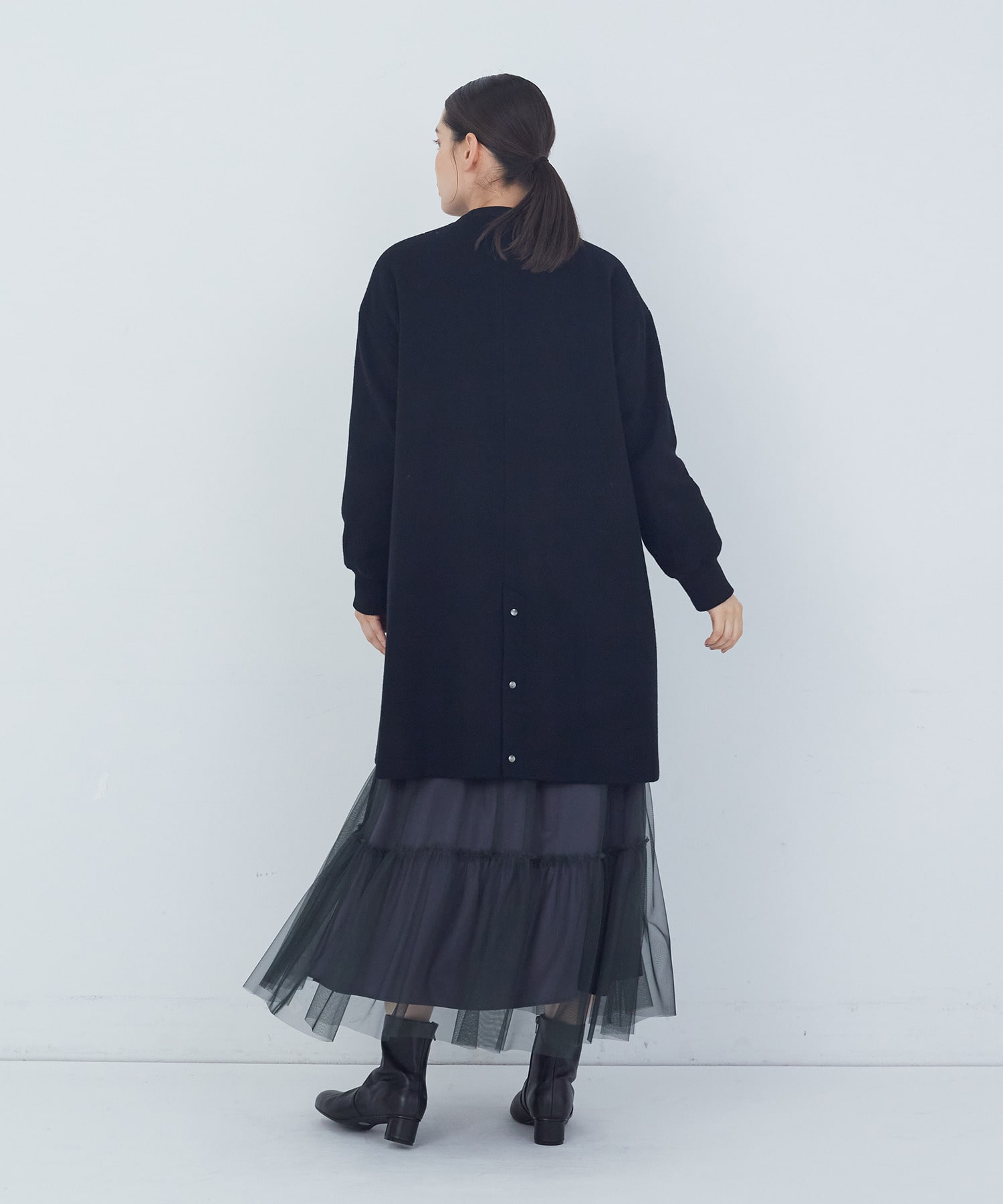 【ADIEU TRISTESSE】【11月ベストセラーブランド内3位】リブ付きハーフコート 詳細画像 ブラック 3