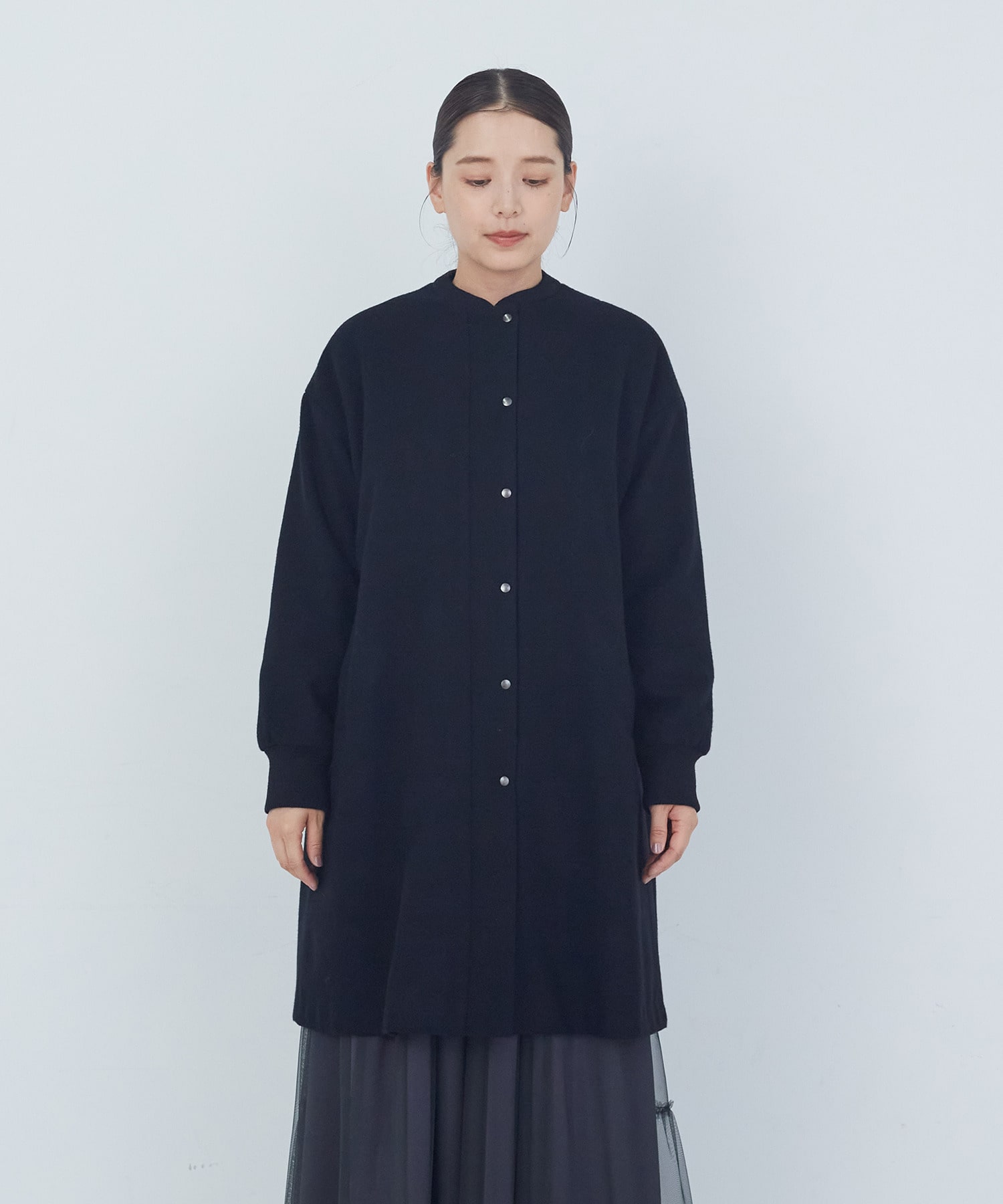 【ADIEU TRISTESSE】【11月ベストセラーブランド内3位】リブ付きハーフコート 詳細画像 ブラック 5