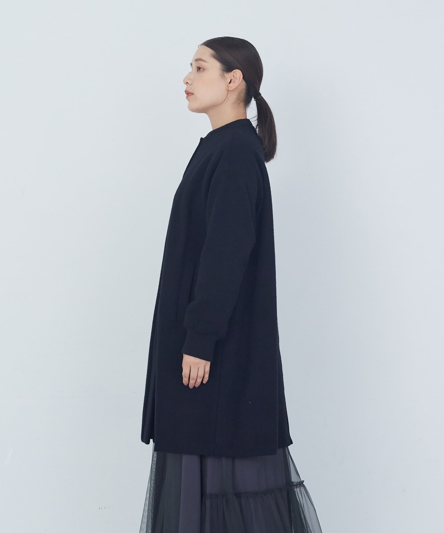 【ADIEU TRISTESSE】【11月ベストセラーブランド内3位】リブ付きハーフコート 詳細画像 ブラック 6