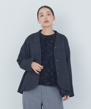 【ADIEU TRISTESSE】｜2BUY10%OFF・3BUY20%OFF｜Vネックハーフコート 詳細画像 チャコールグレー 1