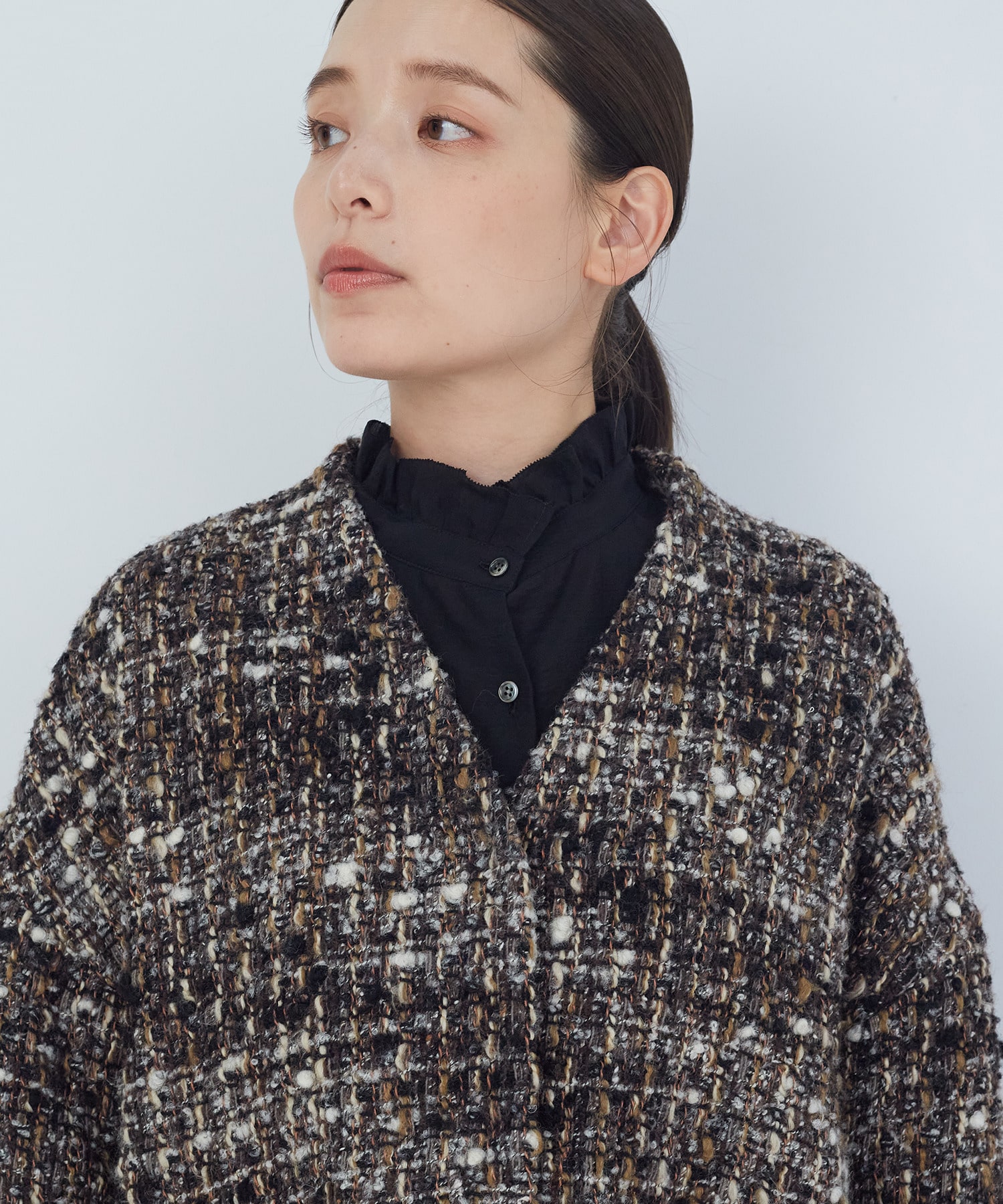 【ADIEU TRISTESSE】｜2BUY10%OFF・3BUY20%OFF｜Vネックハーフコート 詳細画像 チャコールグレー 15