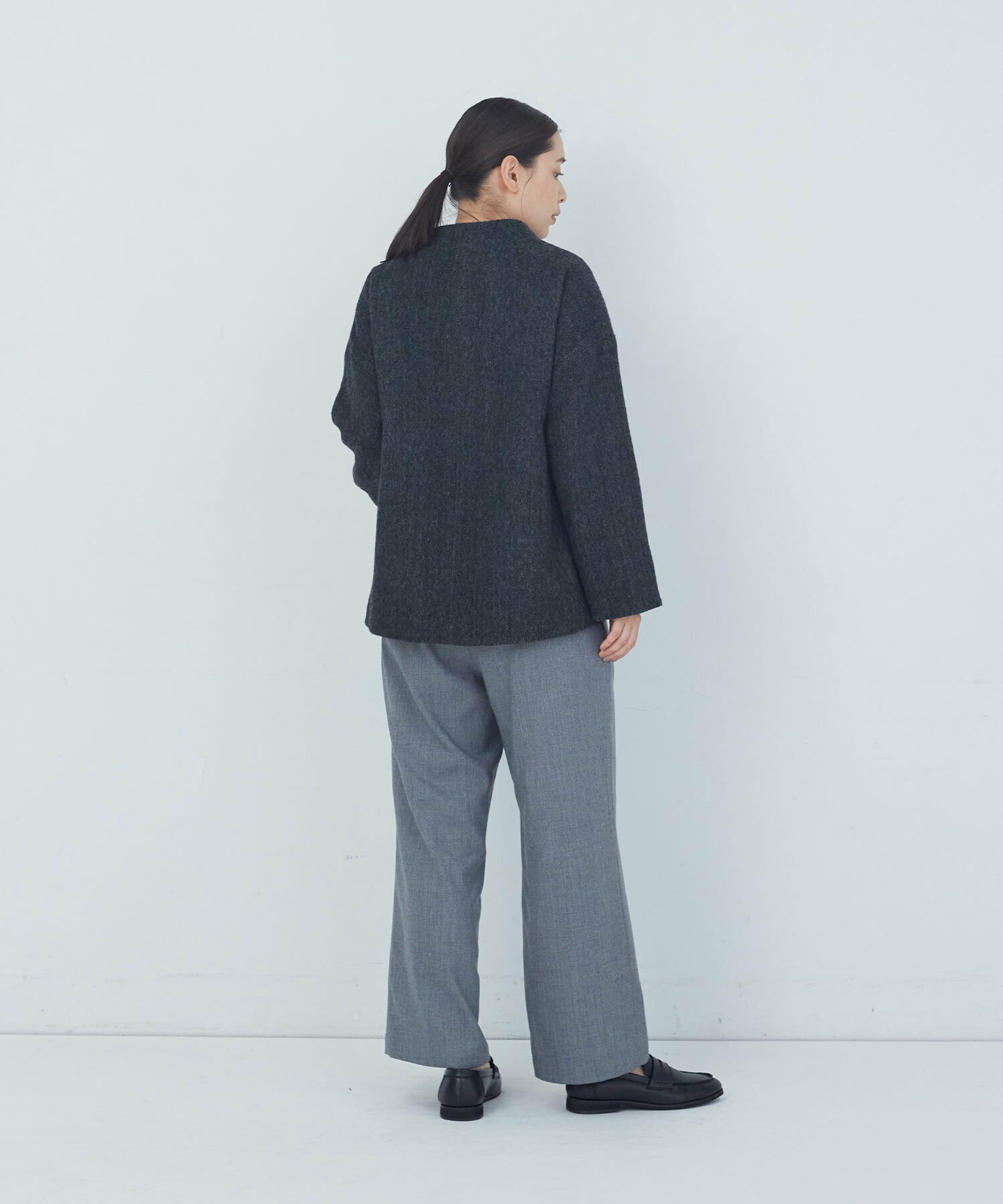 【ADIEU TRISTESSE】｜2BUY10%OFF・3BUY20%OFF｜Vネックハーフコート 詳細画像 チャコールグレー 3