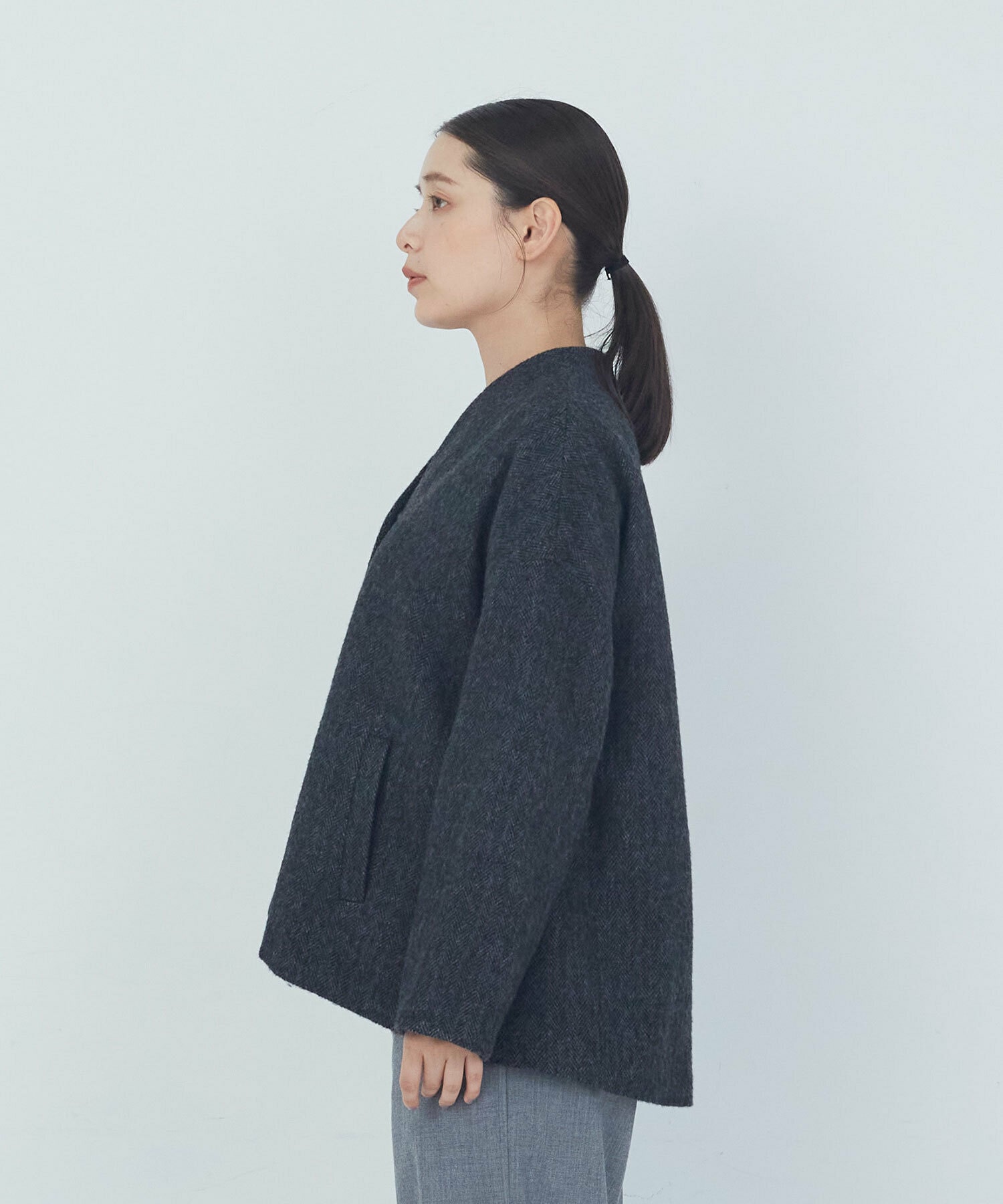 【ADIEU TRISTESSE】｜2BUY10%OFF・3BUY20%OFF｜Vネックハーフコート 詳細画像 チャコールグレー 6