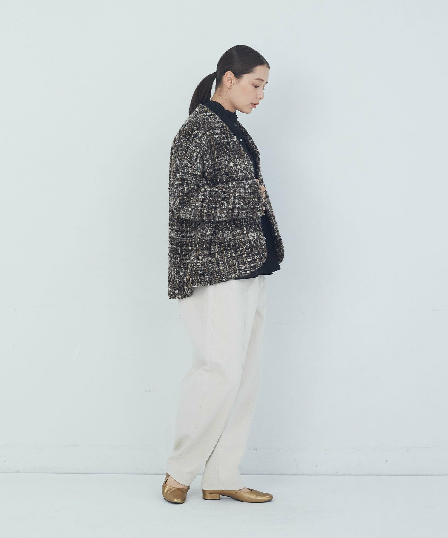 【ADIEU TRISTESSE】｜2BUY10%OFF・3BUY20%OFF｜Vネックハーフコート 詳細画像 チャコールグレー 9