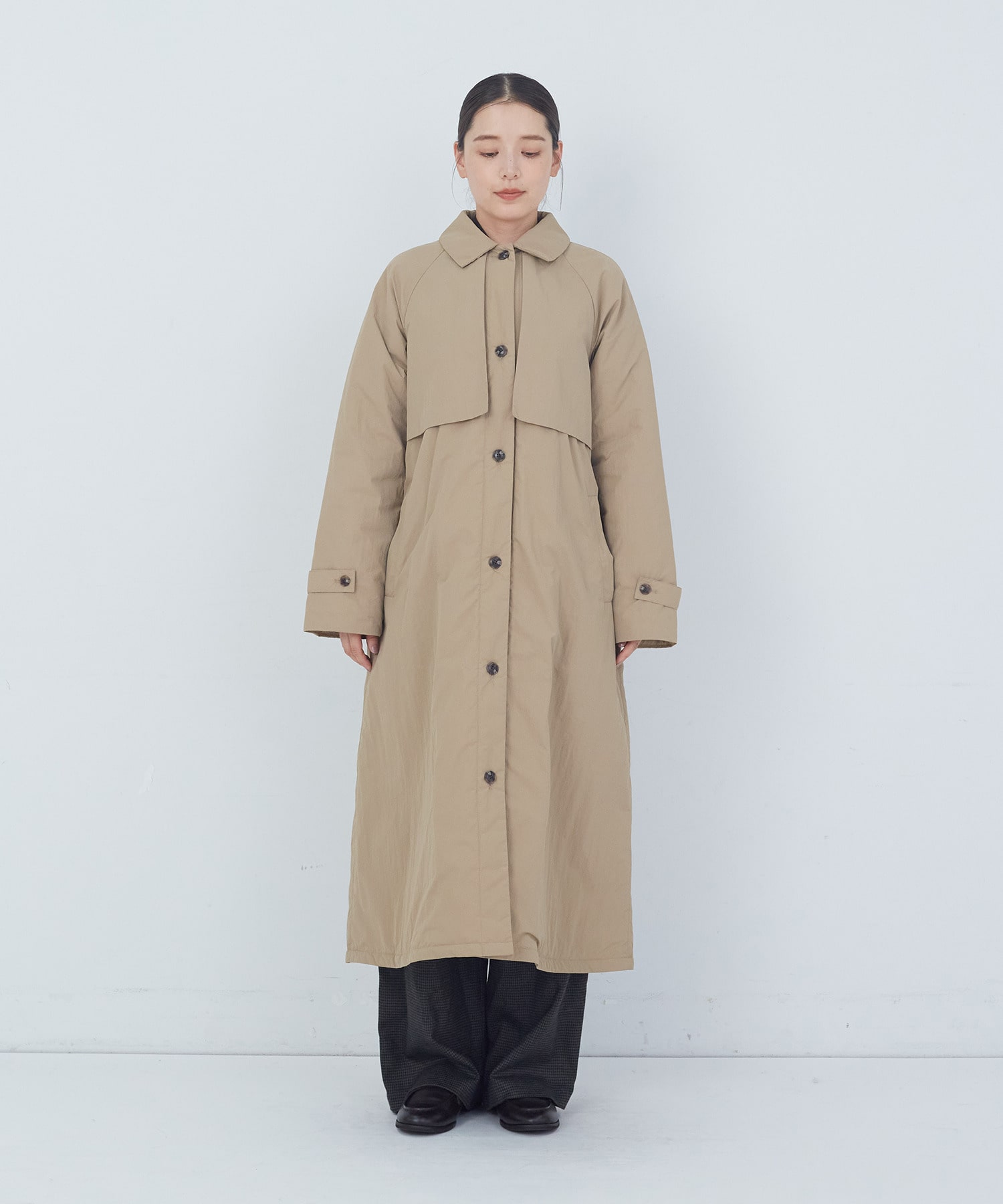 Mao ☆FRAY I.D 中綿　コクーン　コート　サイズ1 forksy.】ストール付き ダウンライク中綿オーバーサイズロング