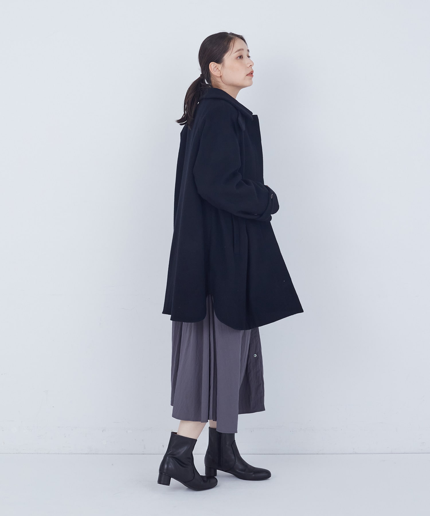 【ADIEU TRISTESSE】ウールビーバーハーフコート 詳細画像 ブラック 2