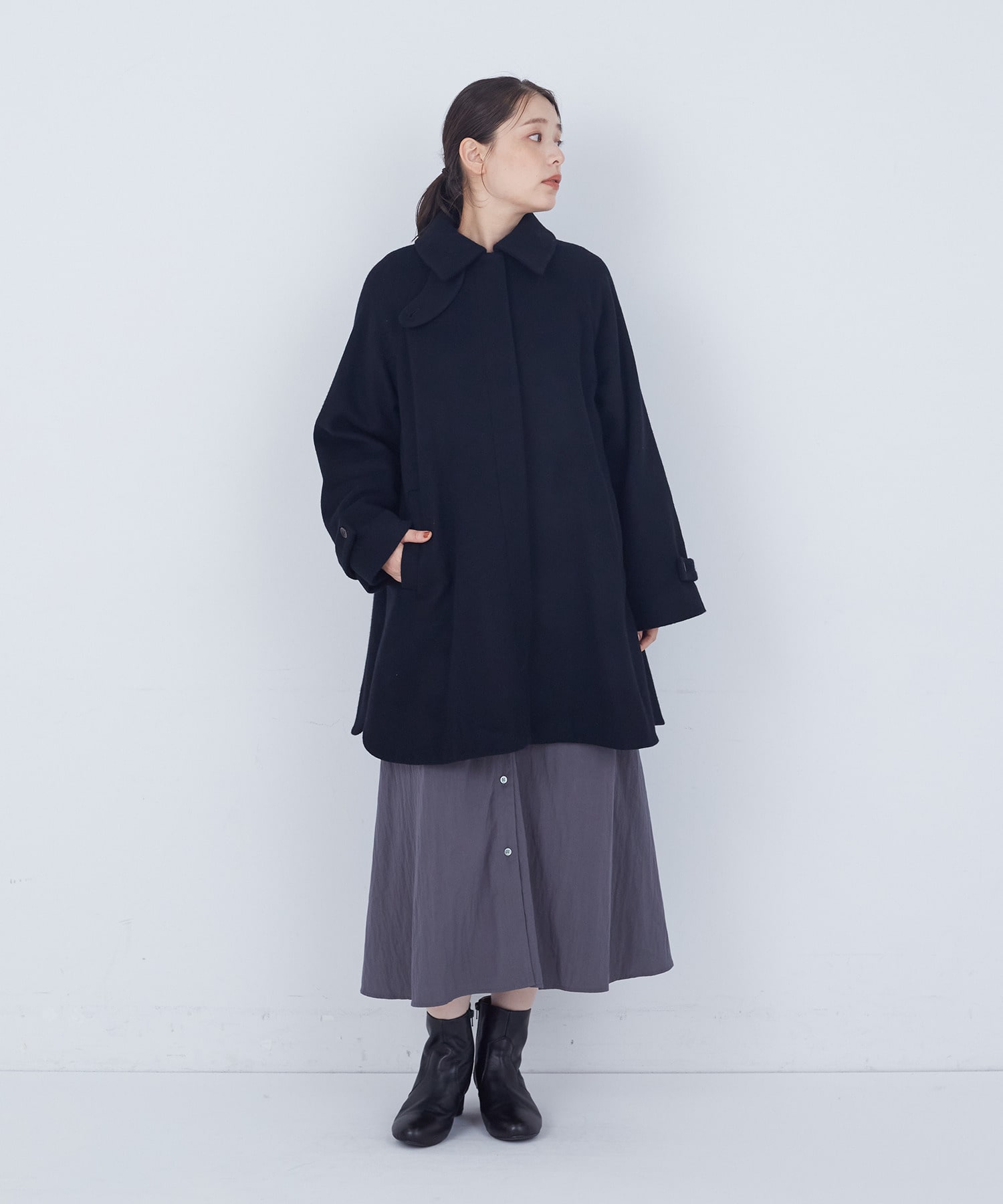 【ADIEU TRISTESSE】ウールビーバーハーフコート 詳細画像 ブラック 4