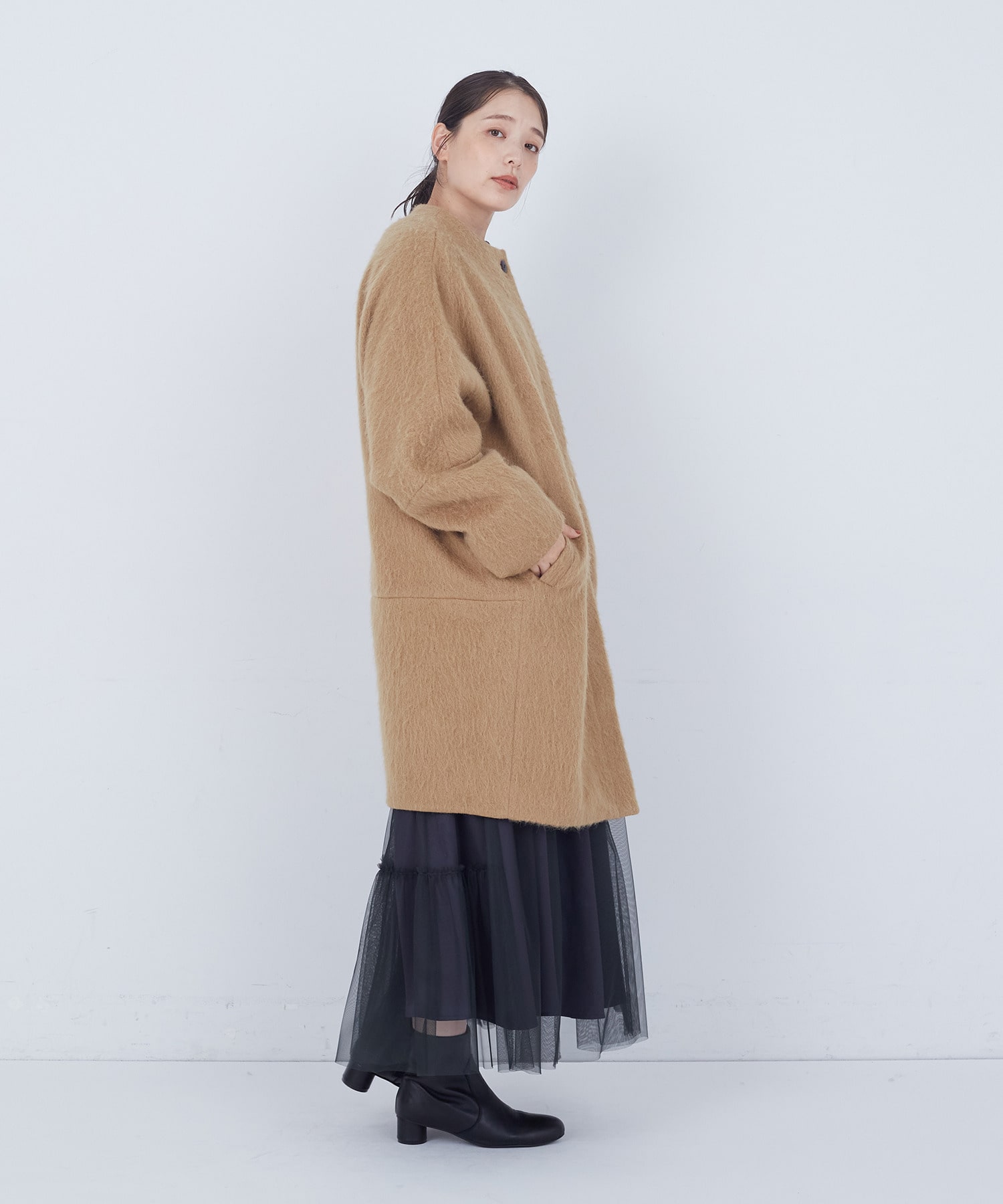 【ADIEU TRISTESSE】｜2BUY10%OFF・3BUY20%OFF｜ノーカラーコート 詳細画像 ブラックミックス 10