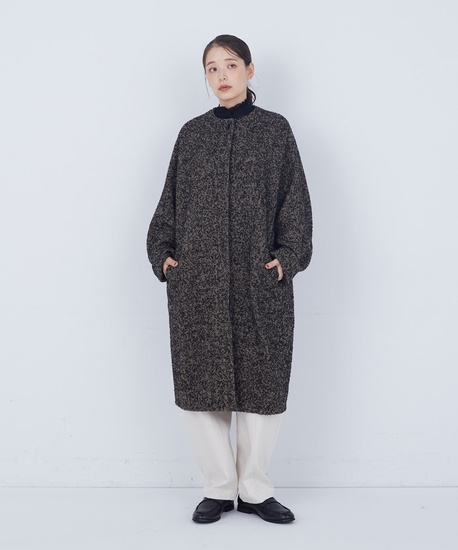 【ADIEU TRISTESSE】｜2BUY10%OFF・3BUY20%OFF｜ノーカラーコート 詳細画像 ブラックミックス 3