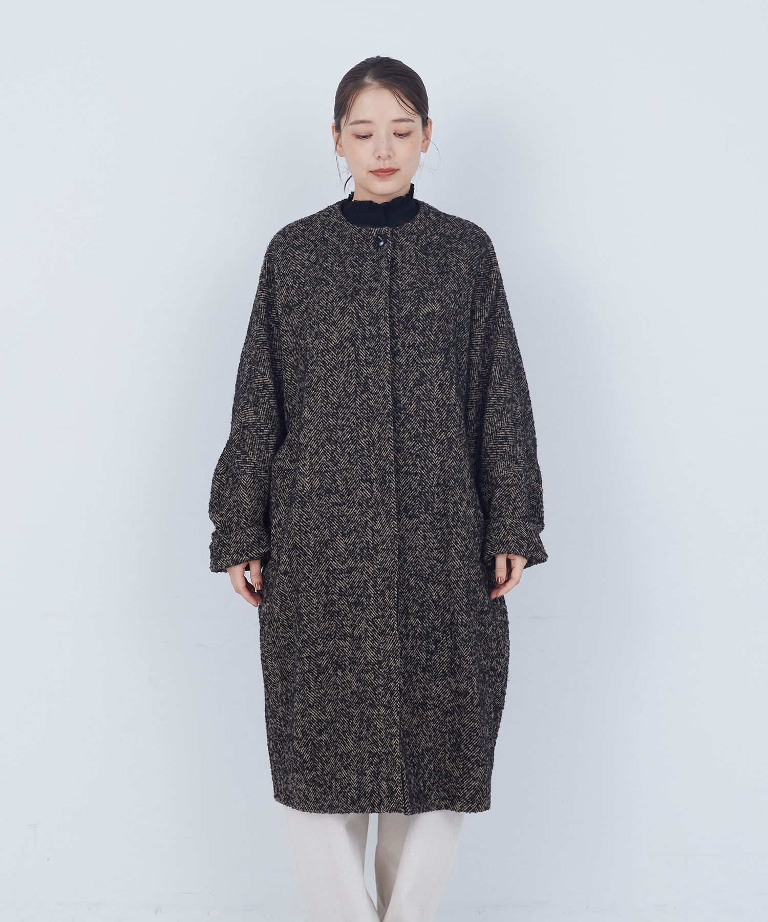 【ADIEU TRISTESSE】｜2BUY10%OFF・3BUY20%OFF｜ノーカラーコート 詳細画像 ブラックミックス 5