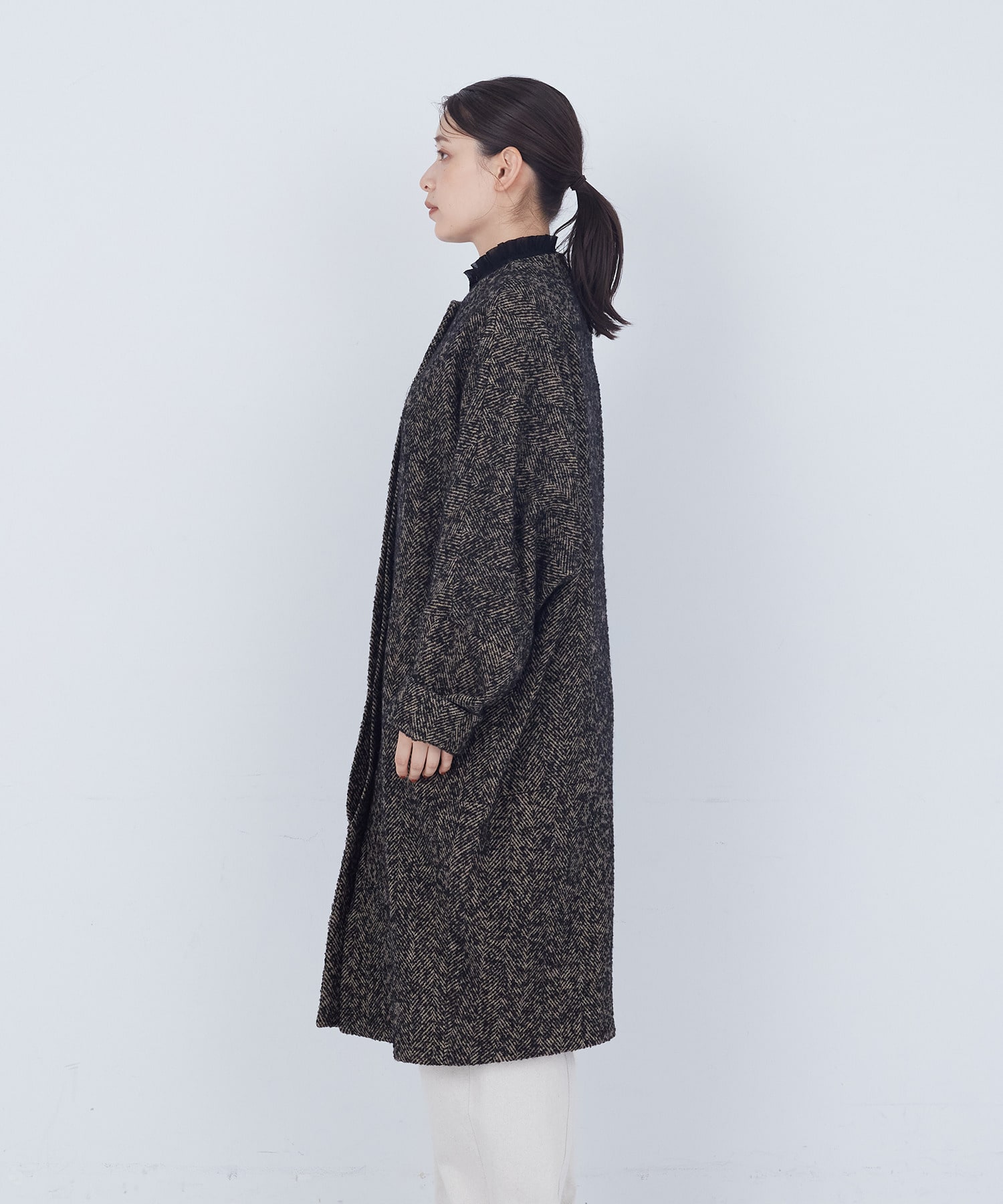 【ADIEU TRISTESSE】｜2BUY10%OFF・3BUY20%OFF｜ノーカラーコート 詳細画像 ブラックミックス 6