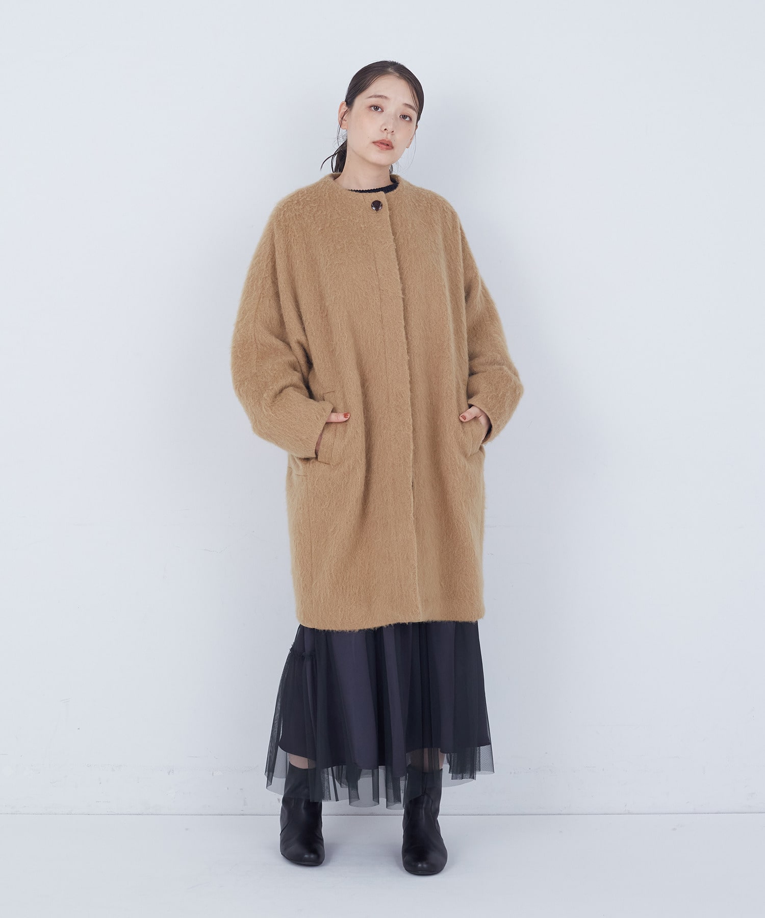 【ADIEU TRISTESSE】｜2BUY10%OFF・3BUY20%OFF｜ノーカラーコート 詳細画像 ブラックミックス 9