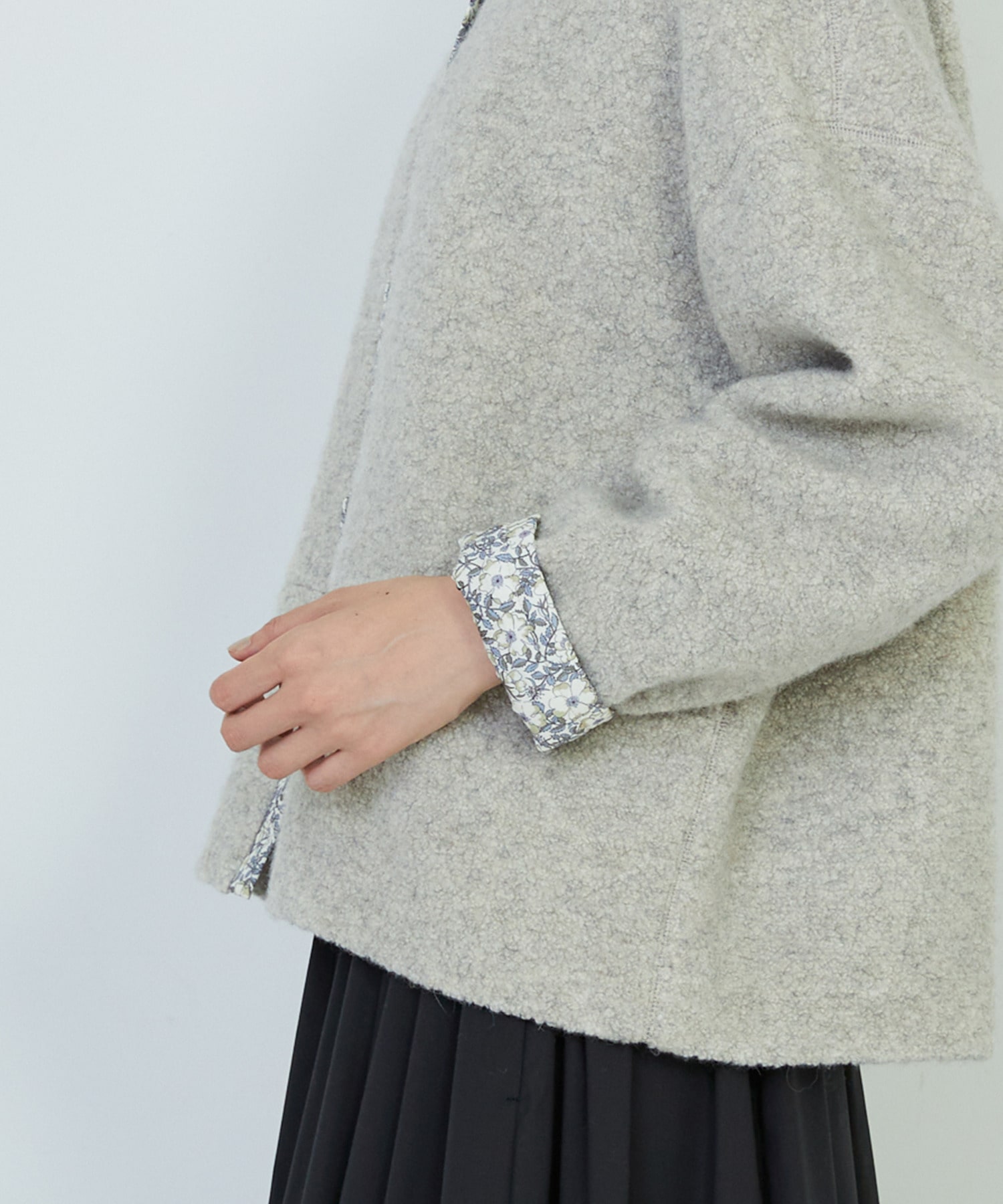 【ADIEU TRISTESSE】｜2BUY10%OFF・3BUY20%OFF｜リバティプリントトリミングボアジャケット 詳細画像 グレー 18