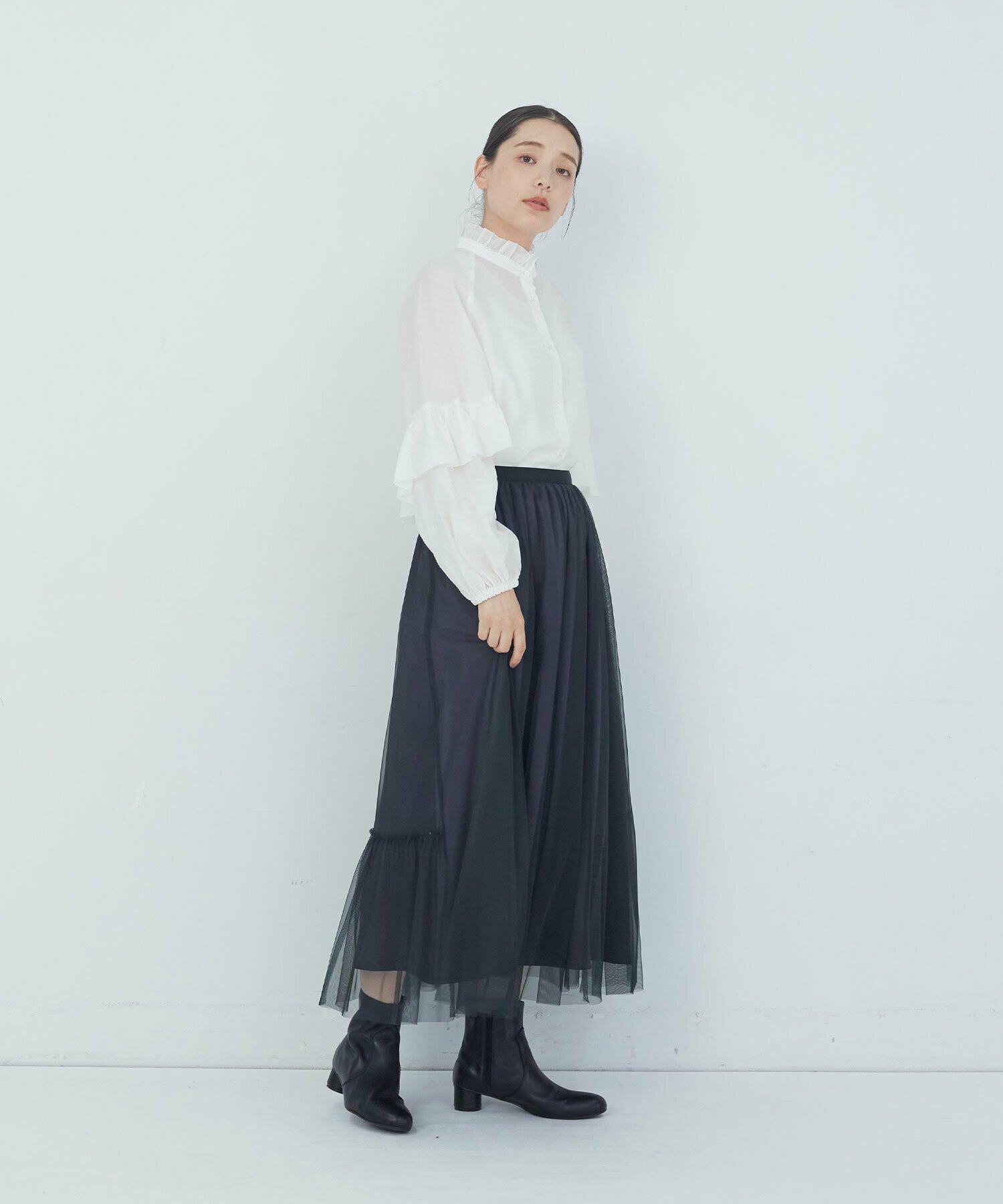 【ADIEU TRISTESSE】｜2BUY10%OFF・3BUY20%OFF｜ポリエステルチュールスカート 詳細画像 ブルー 1