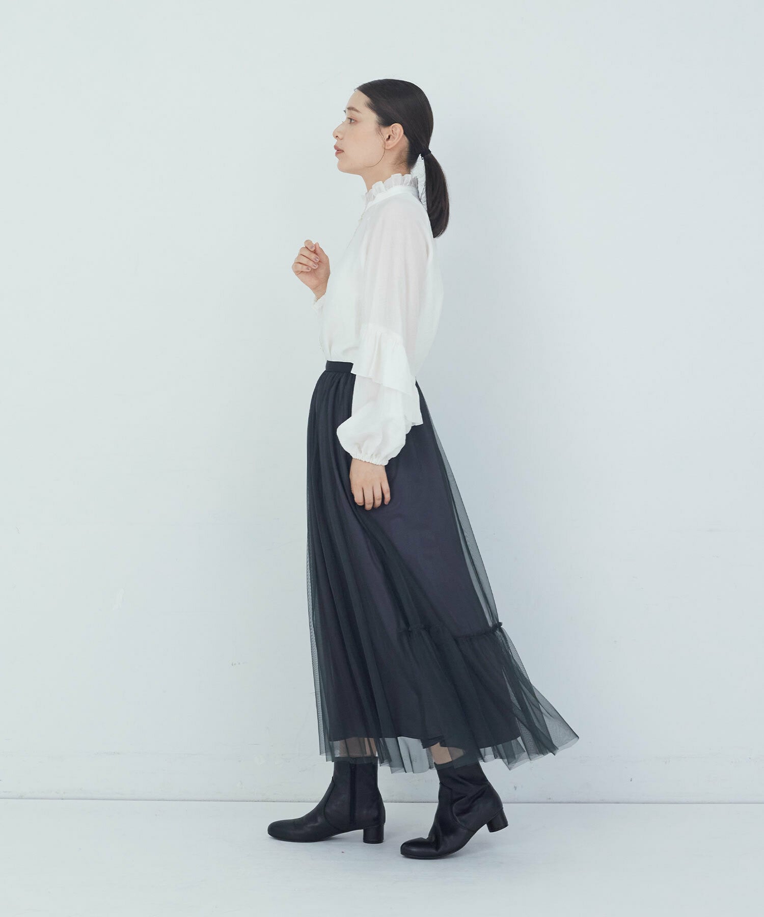 【ADIEU TRISTESSE】｜2BUY10%OFF・3BUY20%OFF｜ポリエステルチュールスカート 詳細画像 ブルー 2