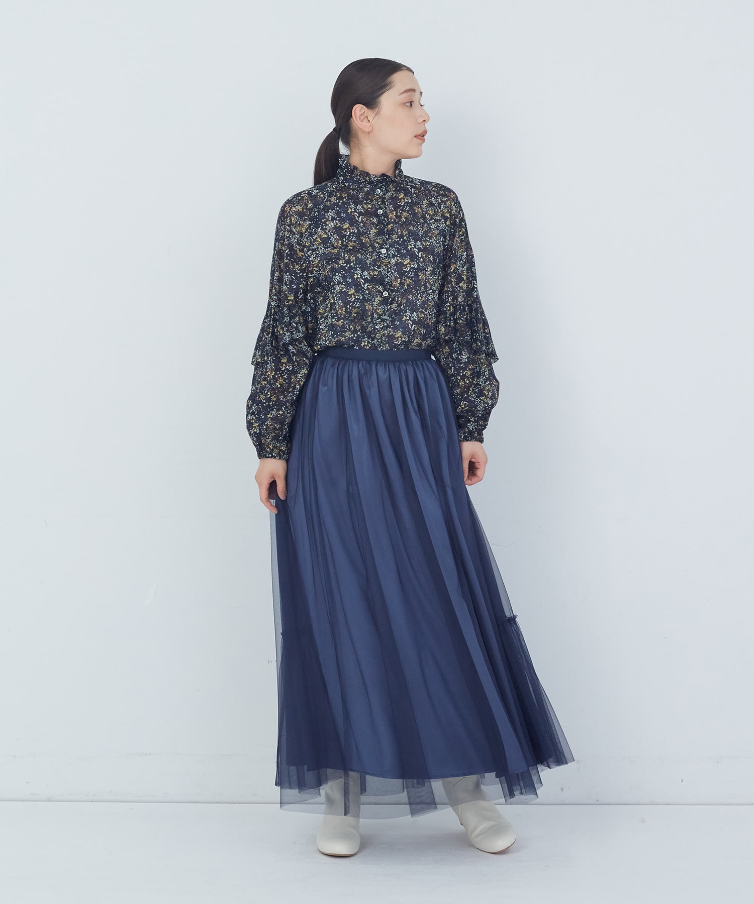 【ADIEU TRISTESSE】｜2BUY10%OFF・3BUY20%OFF｜ポリエステルチュールスカート 詳細画像 ブルー 8