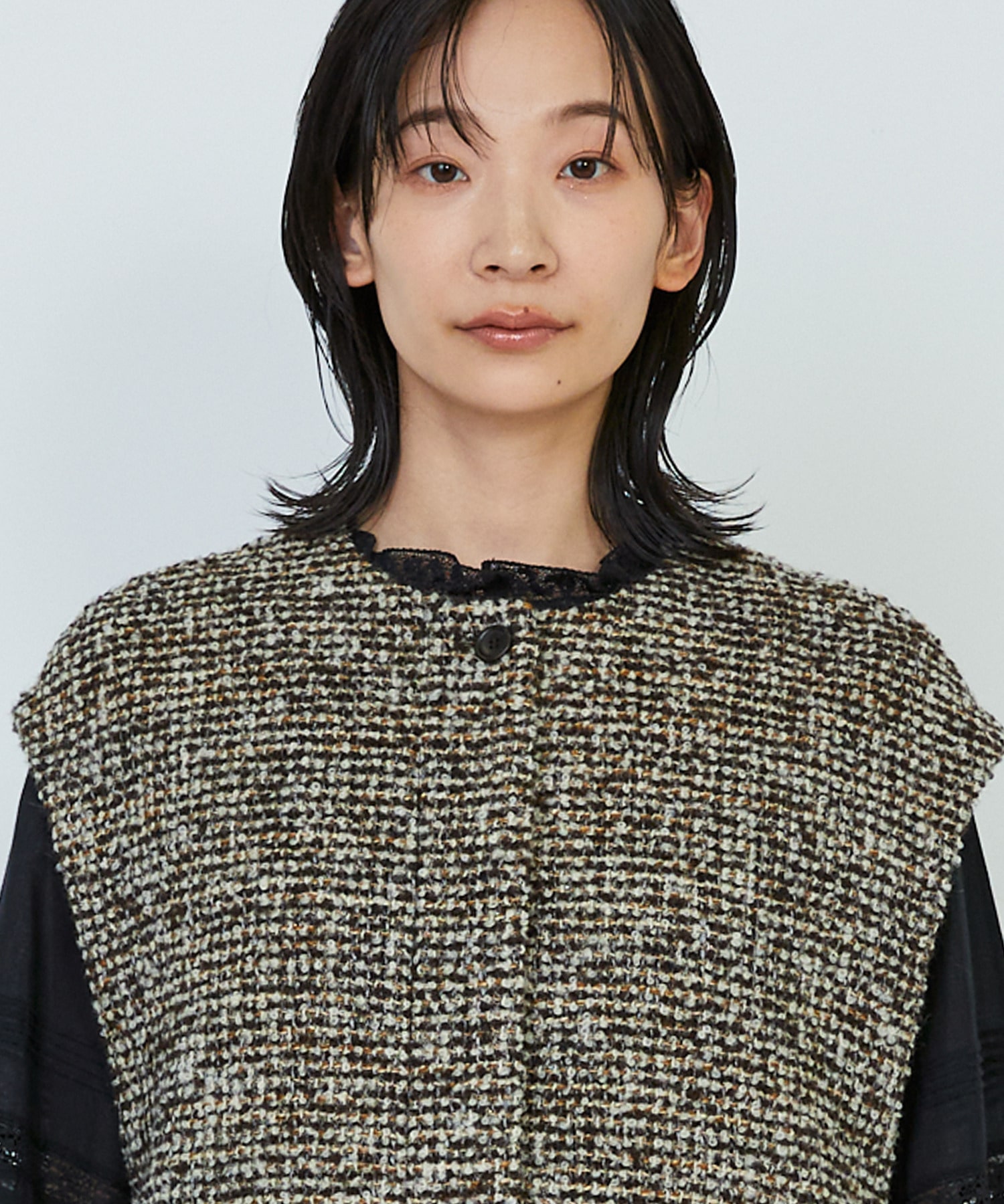 【ADIEU TRISTESSE】ラメループツイードベスト 詳細画像 ブラック系その他 10