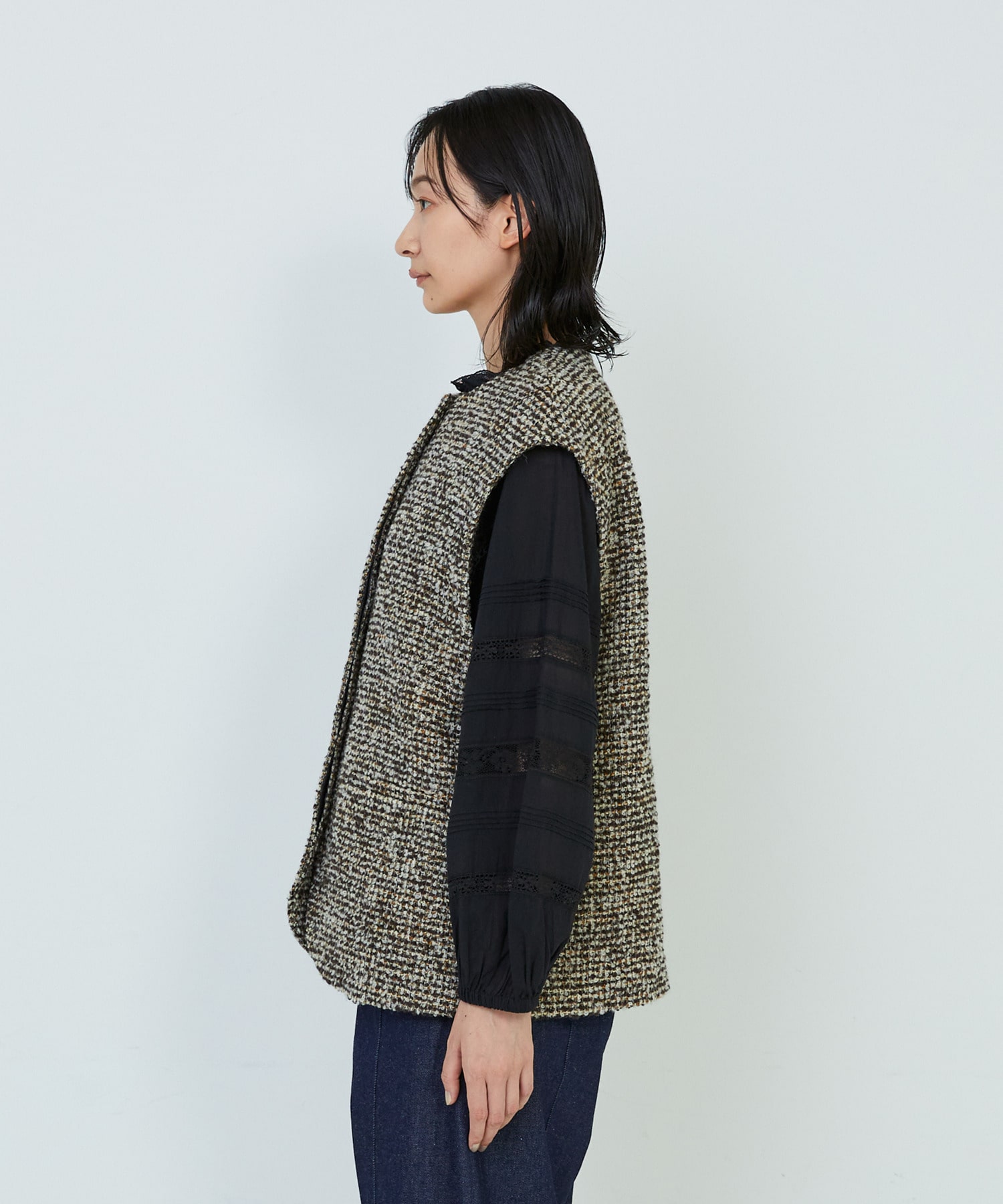 【ADIEU TRISTESSE】ラメループツイードベスト 詳細画像 ブラック系その他 8