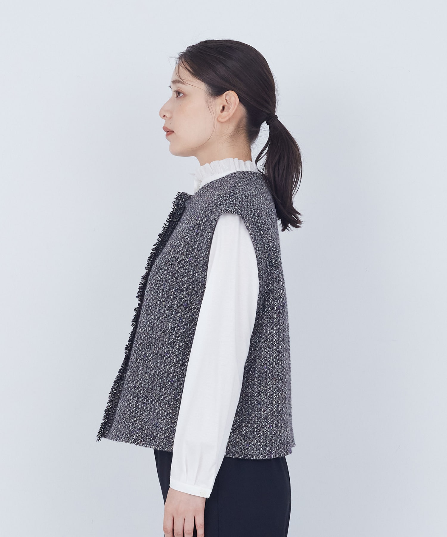 【ADIEU TRISTESSE】｜2BUY10%OFF・3BUY20%OFF｜MIXツイードベスト 詳細画像 グレー系その他 6