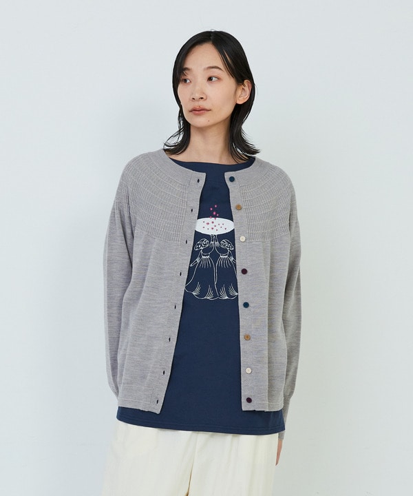 キュウシンリブカラフル釦カーディガン 詳細画像 グレイッシュベージュ 1