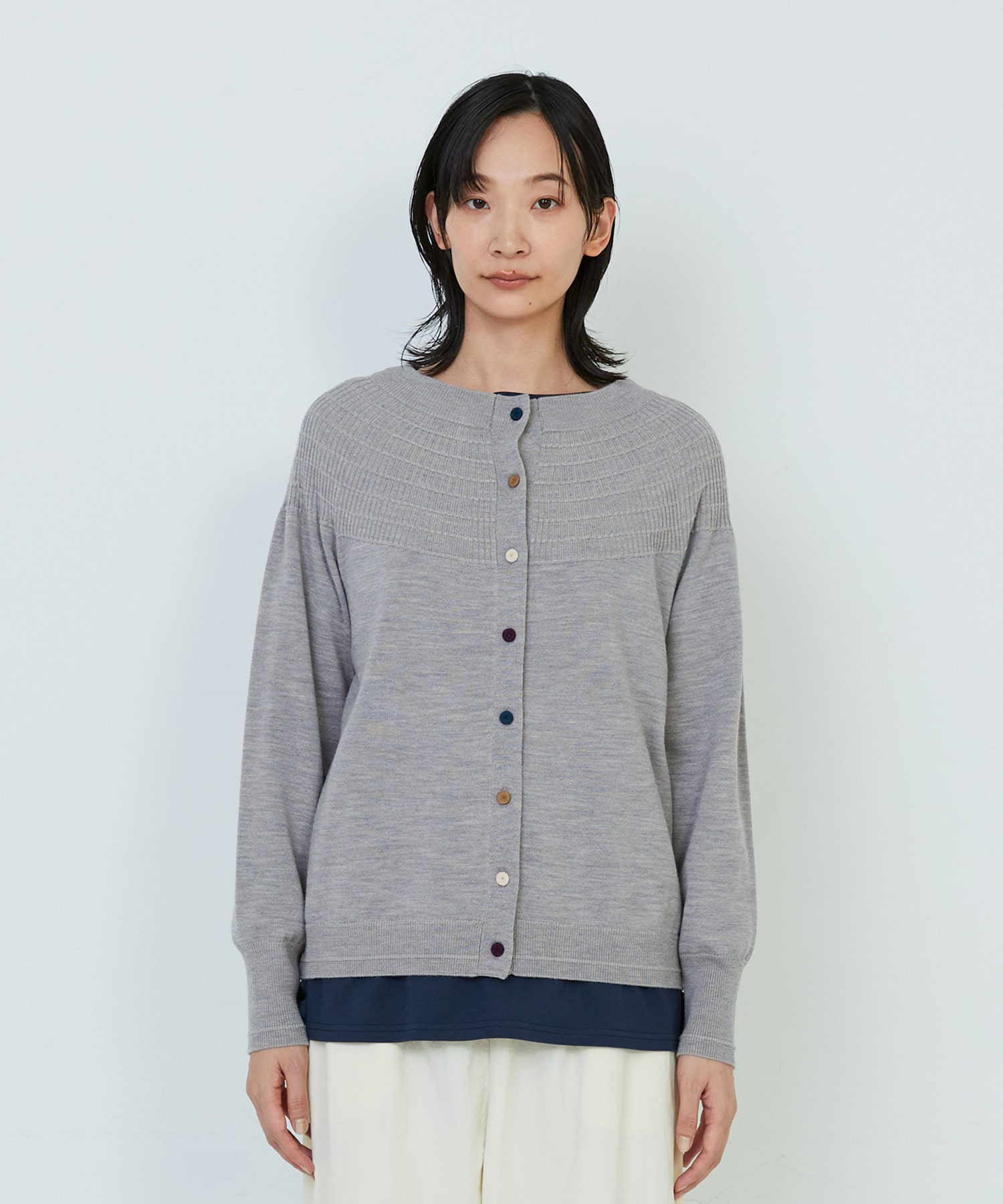 【ADIEU TRISTESSE】キュウシンリブカラフル釦カーディガン 詳細画像 ブラック 17