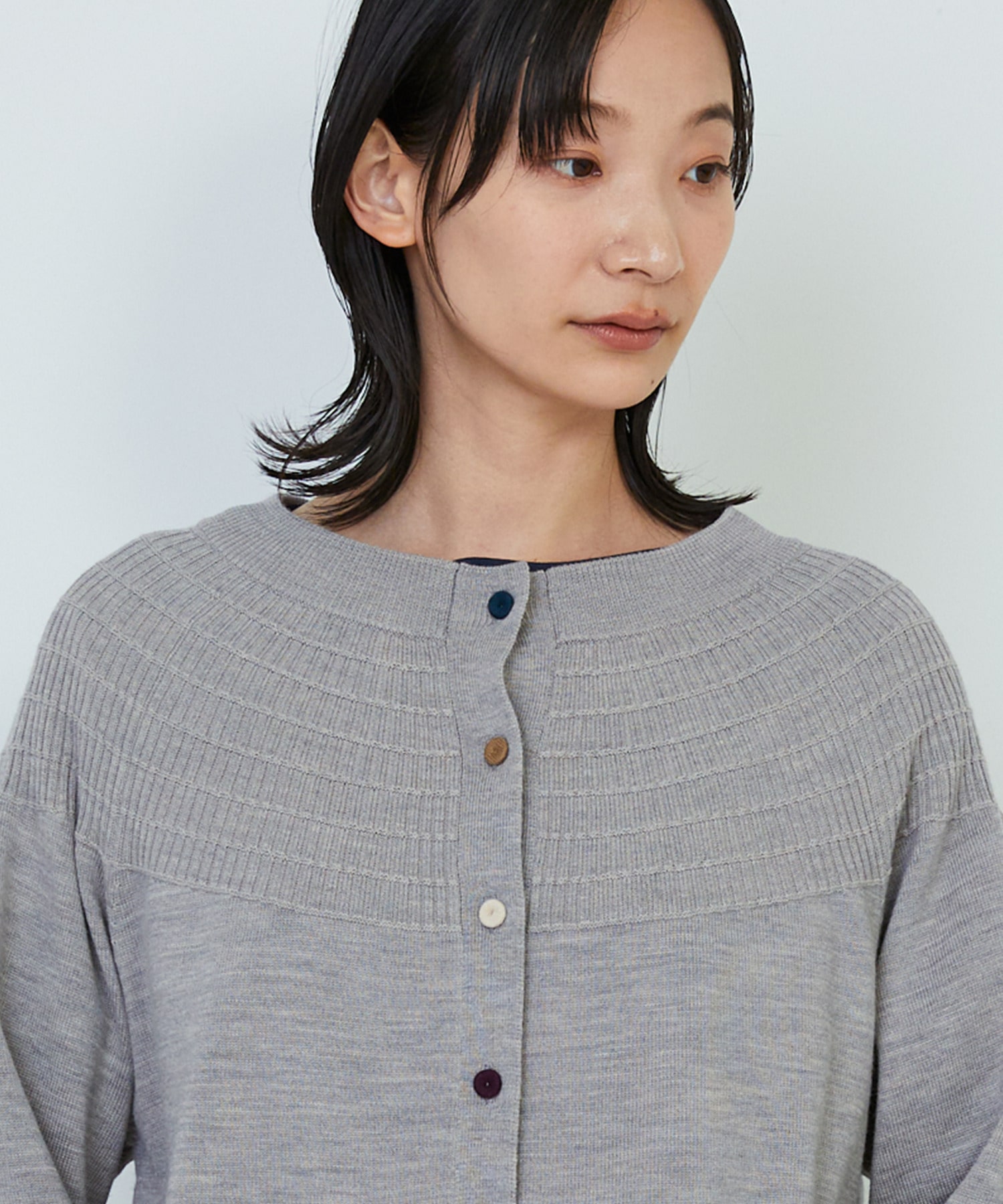 【ADIEU TRISTESSE】キュウシンリブカラフル釦カーディガン 詳細画像 ブラック 20