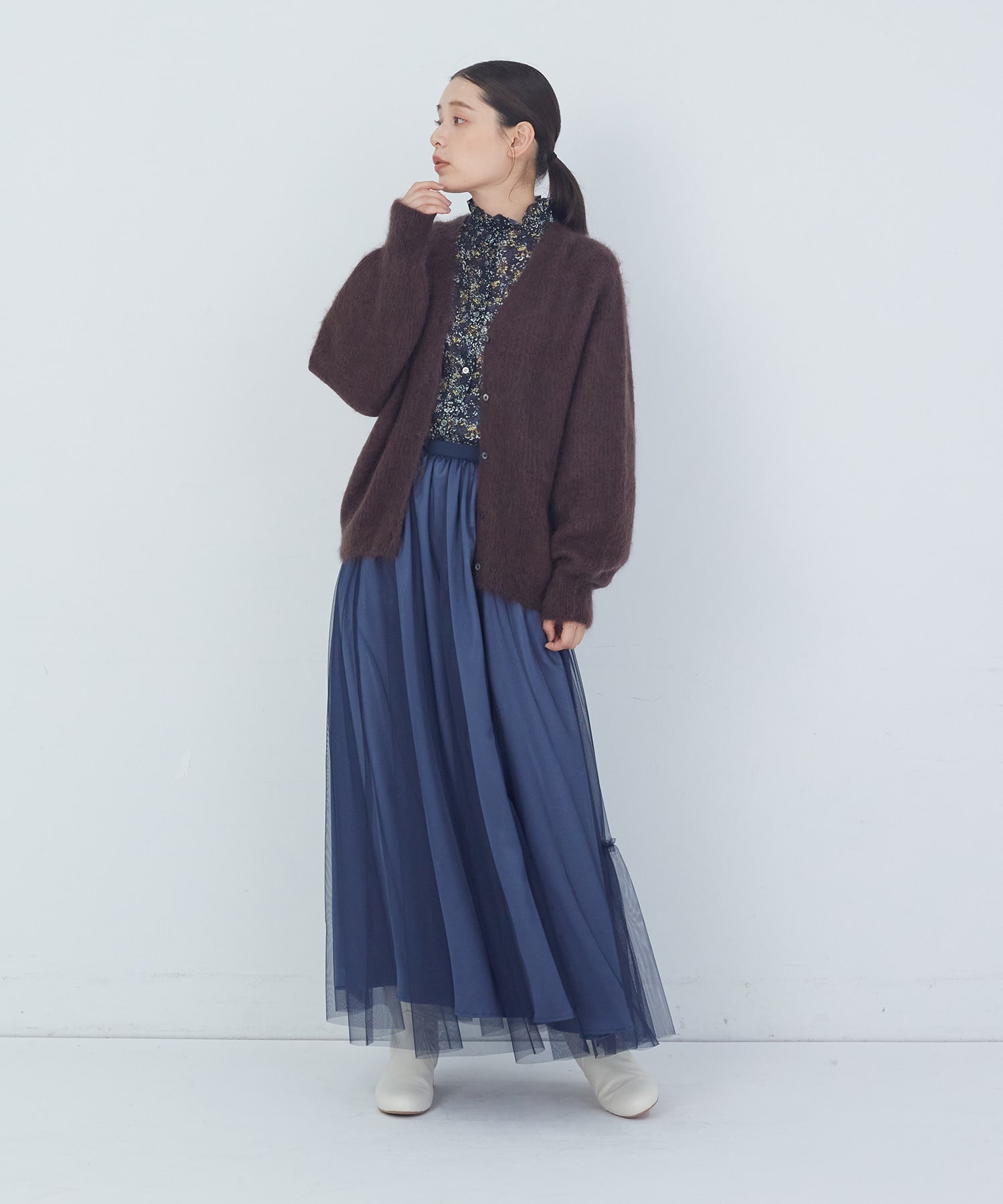 【ADIEU TRISTESSE】｜2BUY10%OFF・3BUY20%OFF｜モヘヤラム起毛片畦カーディガン 詳細画像 ブラウン 15
