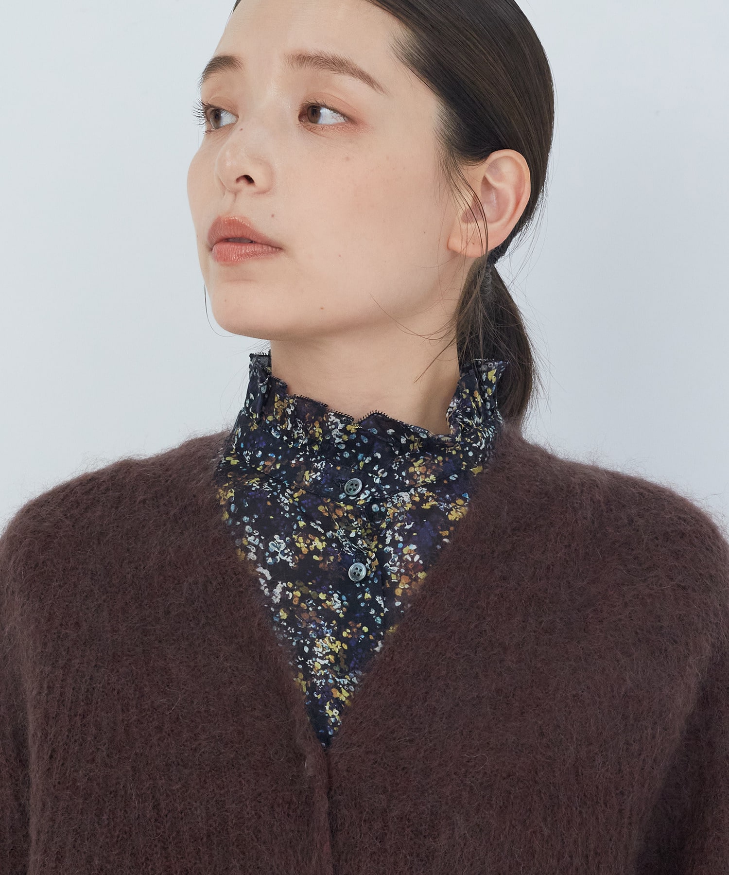 【ADIEU TRISTESSE】｜2BUY10%OFF・3BUY20%OFF｜モヘヤラム起毛片畦カーディガン 詳細画像 ブラウン 19