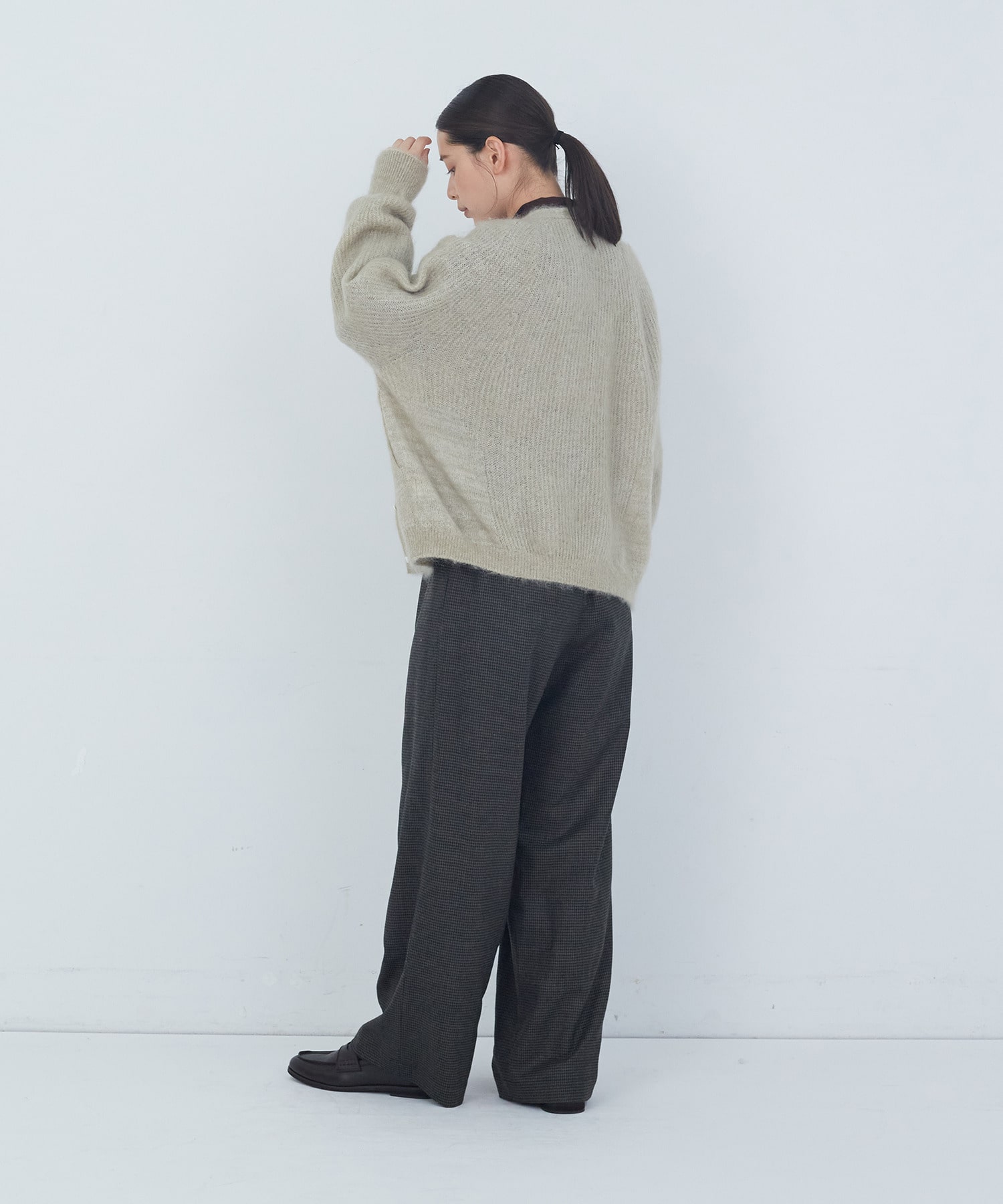 【ADIEU TRISTESSE】｜2BUY10%OFF・3BUY20%OFF｜モヘヤラム起毛片畦カーディガン 詳細画像 ブラウン 2
