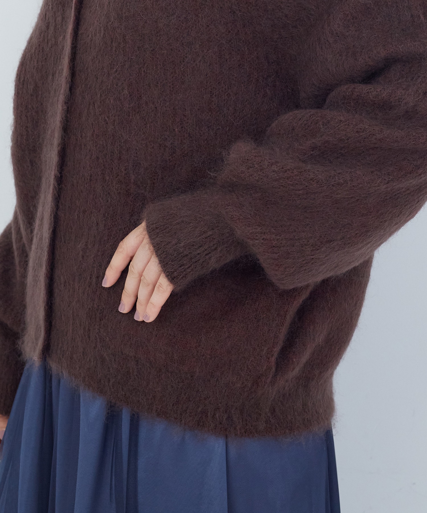 【ADIEU TRISTESSE】｜2BUY10%OFF・3BUY20%OFF｜モヘヤラム起毛片畦カーディガン 詳細画像 ブラウン 21